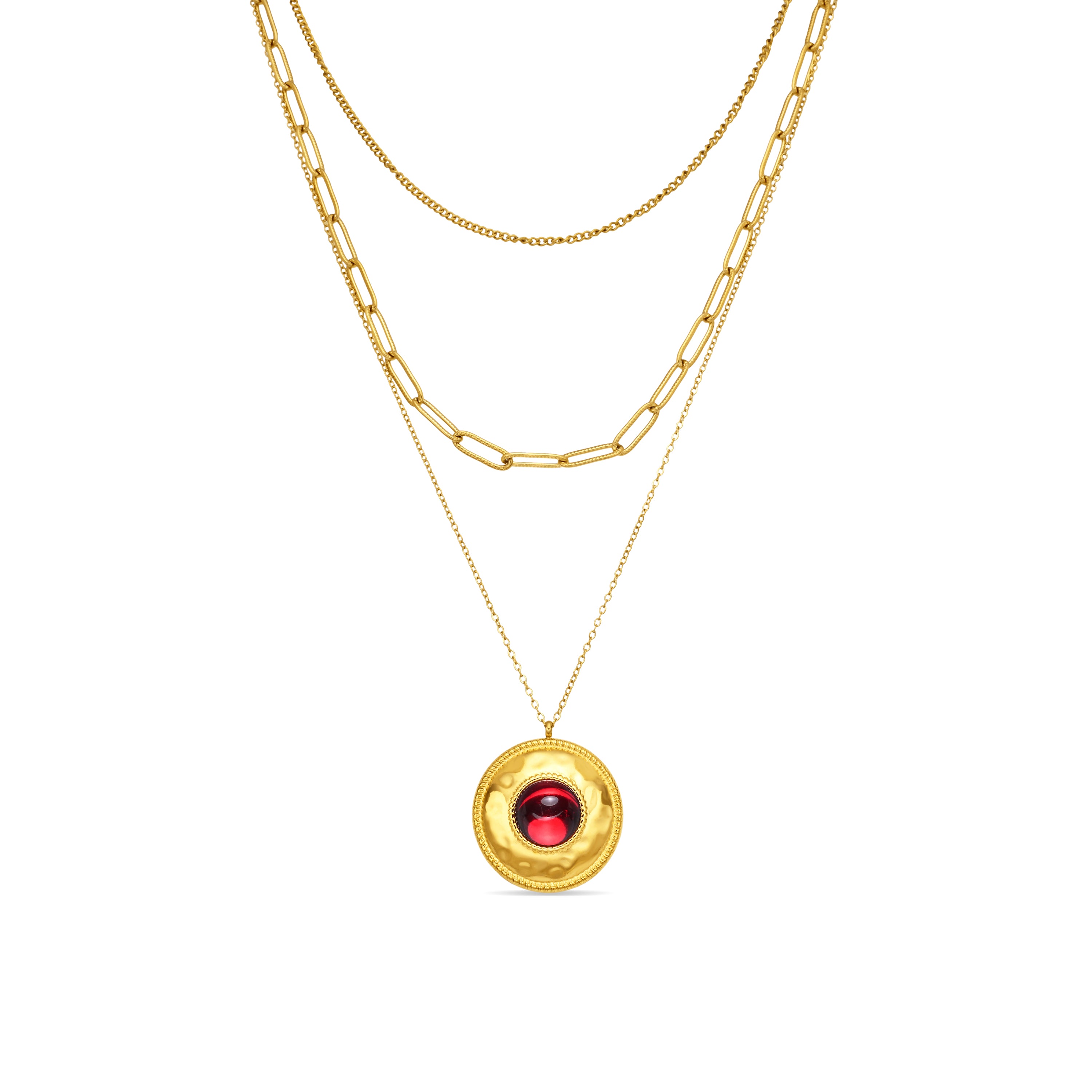 Collar de Cristal Rojo acabado en oro amarillo 18k - Arweh