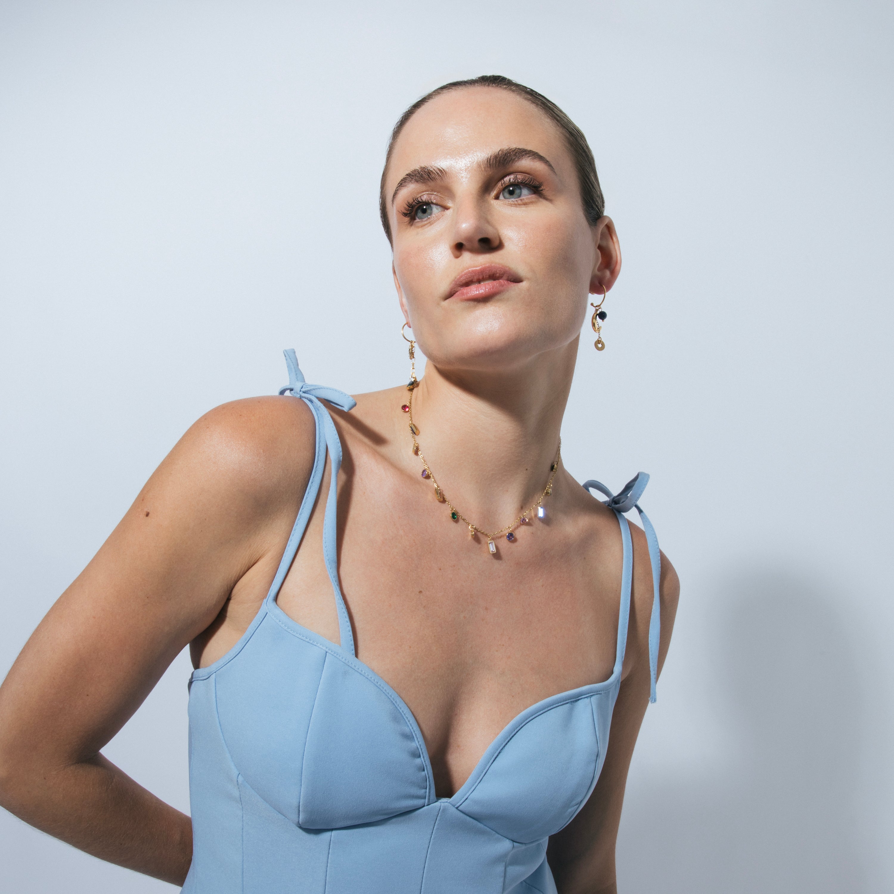 Collar de Circonita Multicolor acabado en oro amarillo 18k - Zacoal