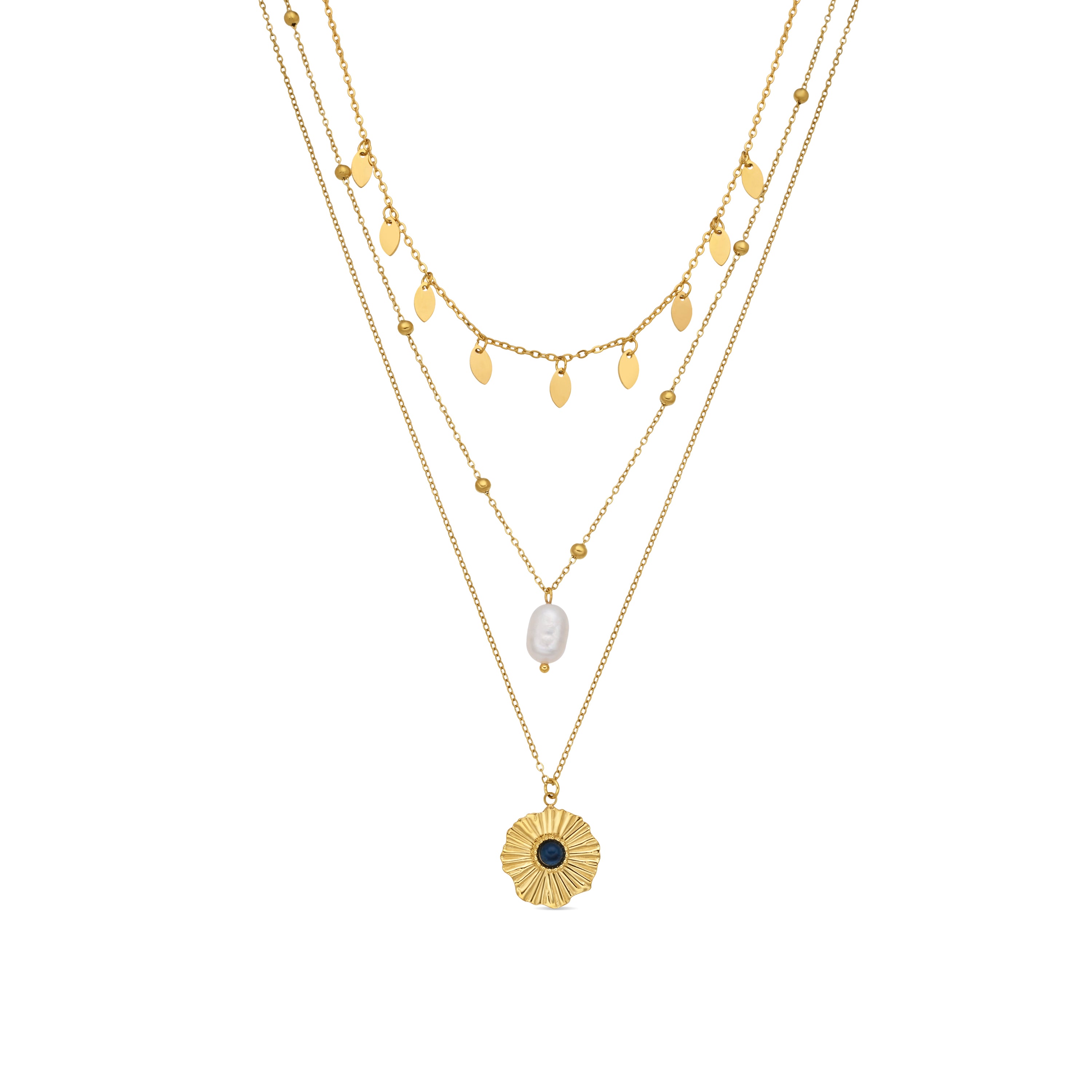 Collar de Perla Blanca acabado en oro amarillo 18k - Kixo