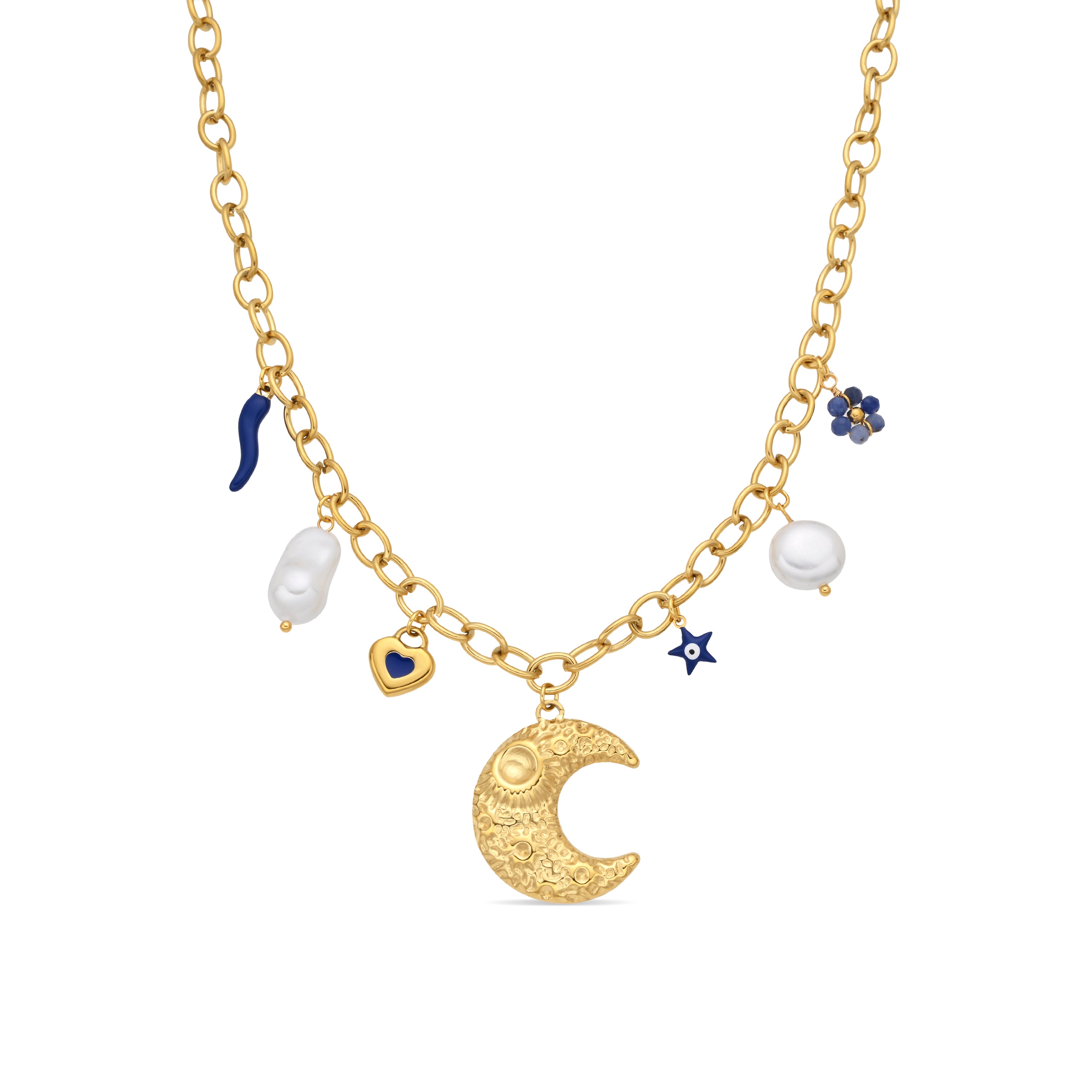 Collar de Lacado Azul acabado en oro amarillo 18k - Lynou