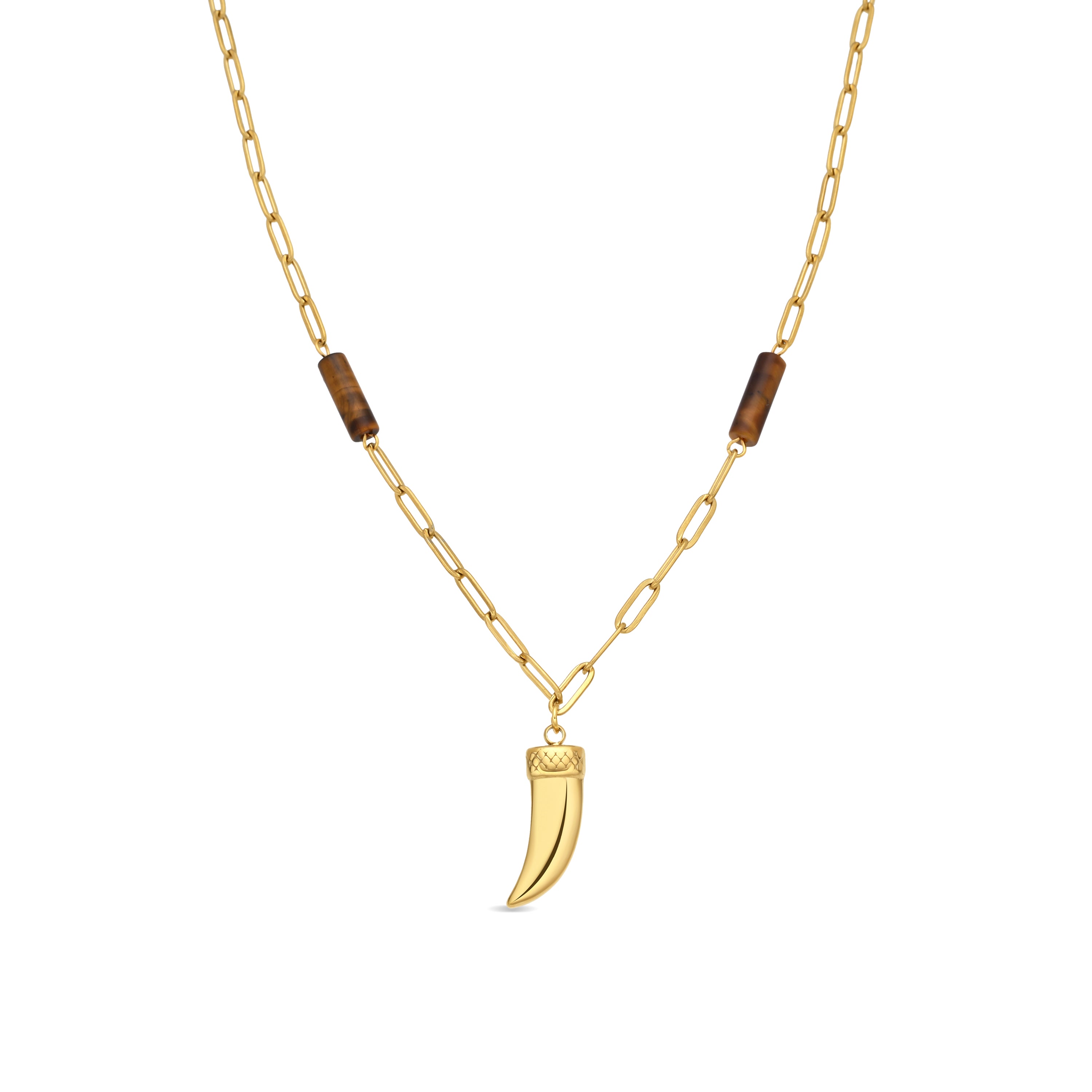 Collar de Ojo de Tigre acabado en oro amarillo 18k - Kayu