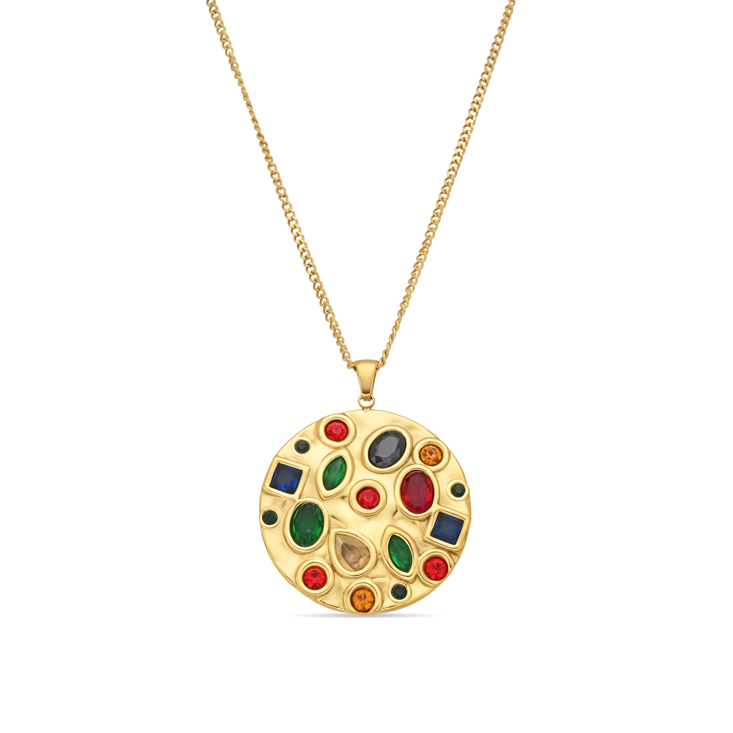 Collar de Cuarzo Hidrotermal Multicolor acabado en oro amarillo 18k - Fansya