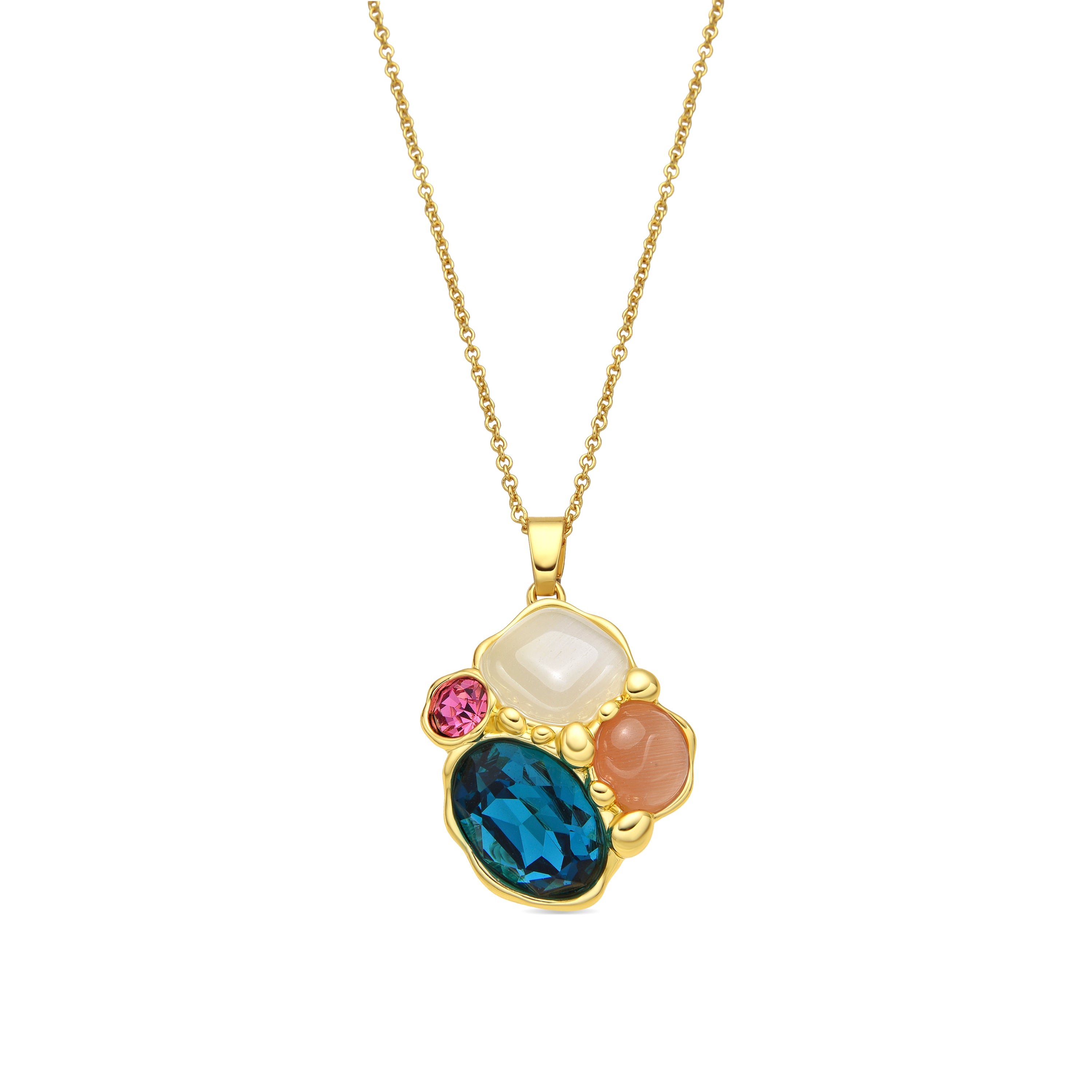 Collar acabado oro amarillo de 18k y Cristal Verde - Nedla