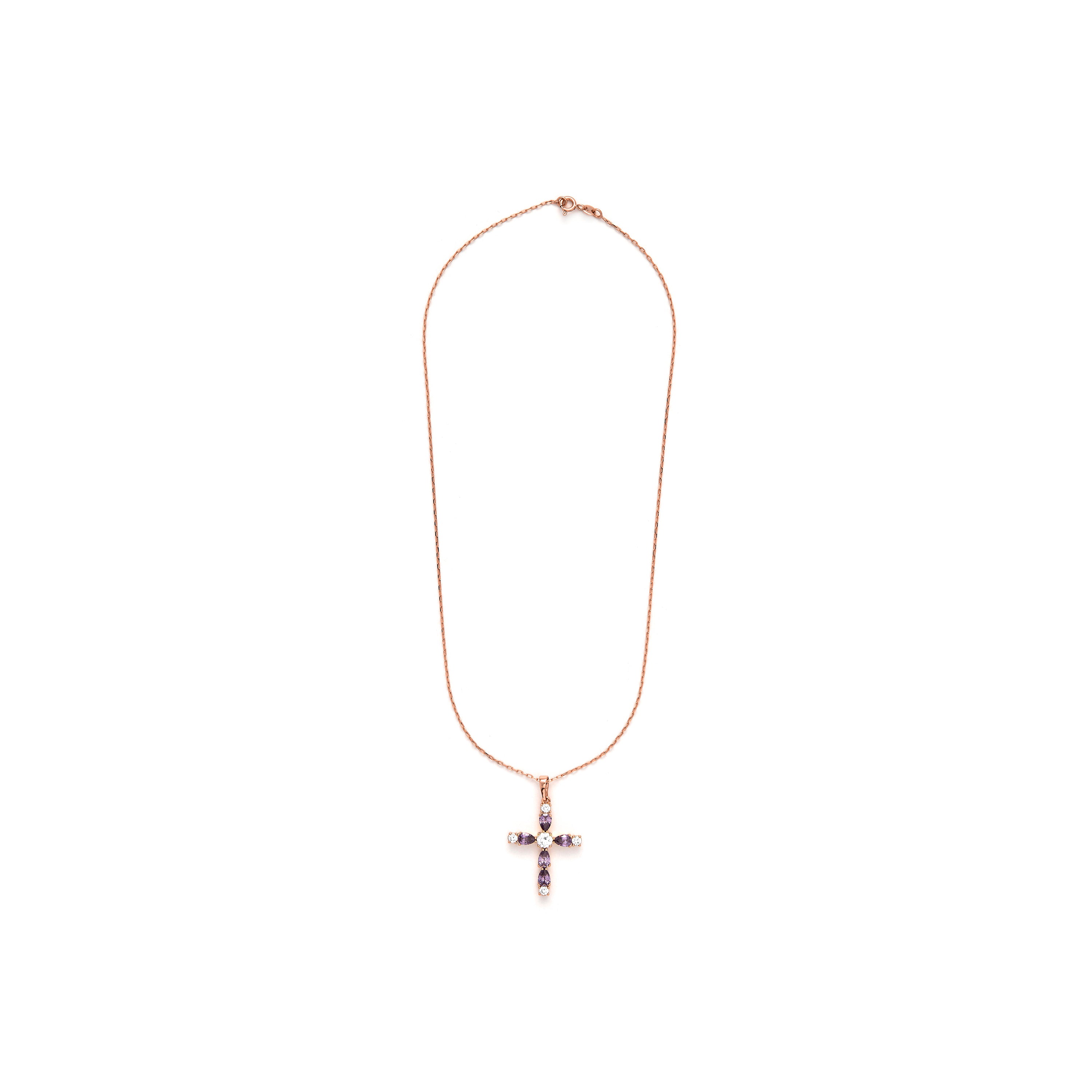Collar de Circonita Amatista acabado en oro amarillo de 18k - Feinah