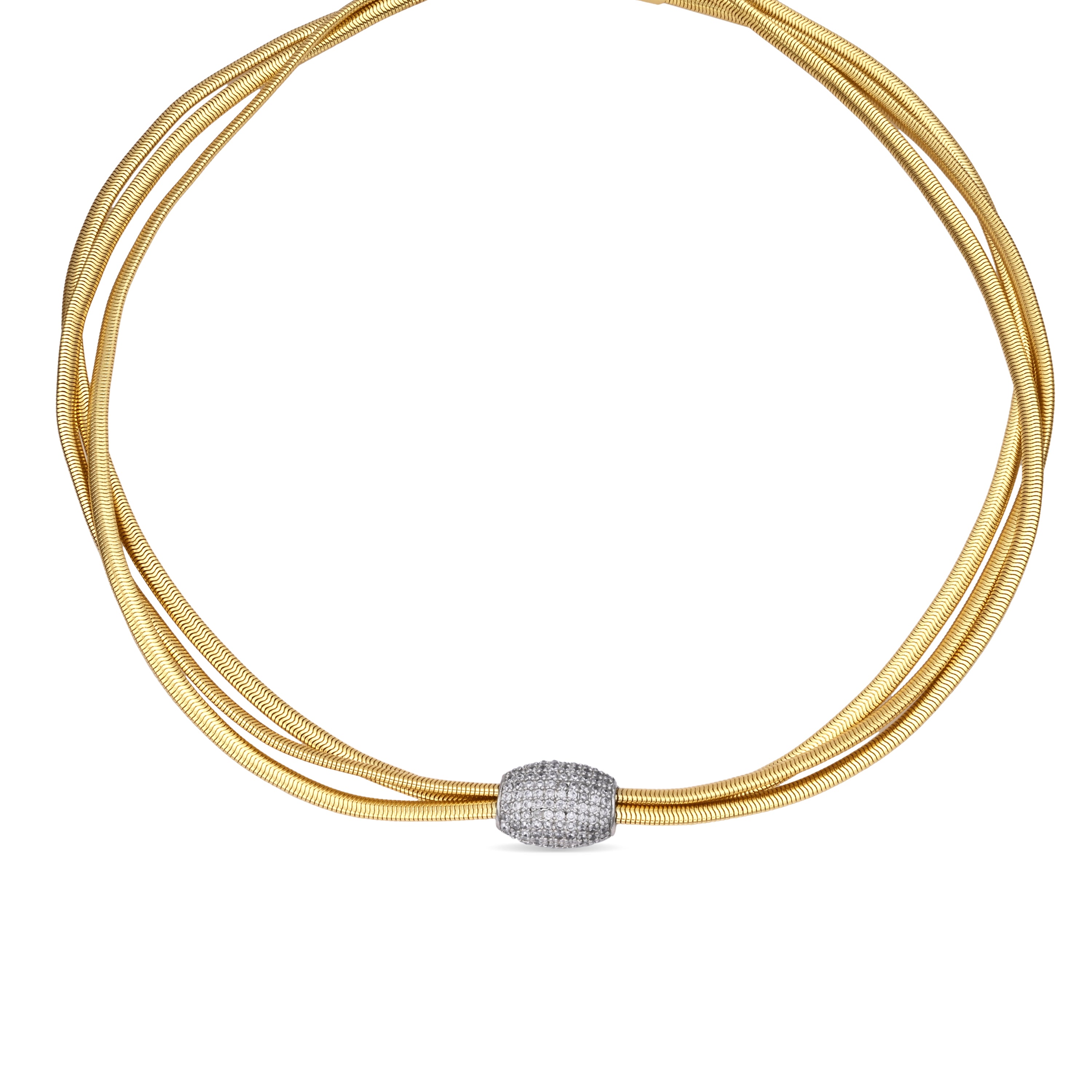 Collar de Circonita Brillante acabado en oro amarillo 18k - Catmi