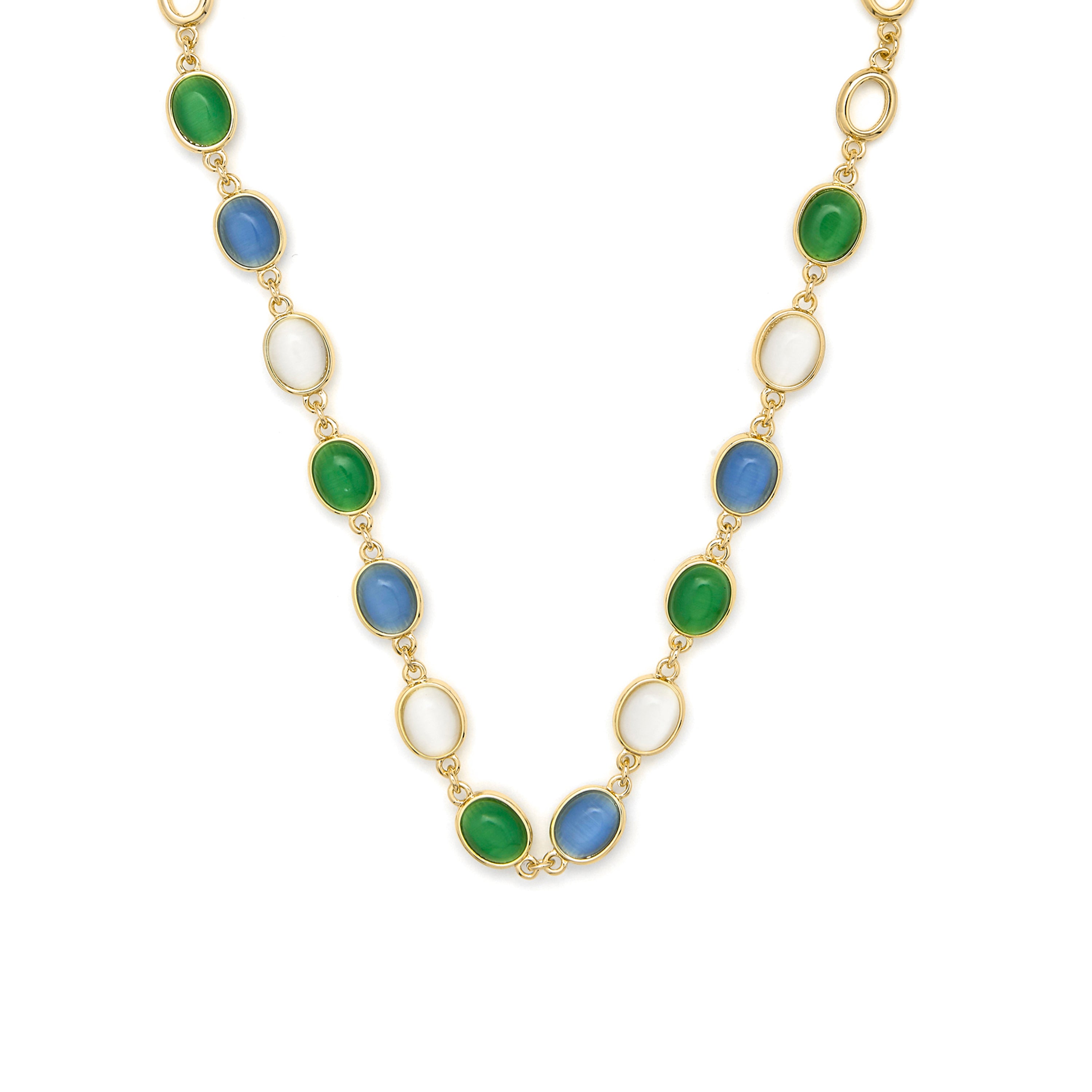 Collar de Ojo de Gato Multicolor acabado en oro amarillo 18k - Zaphis