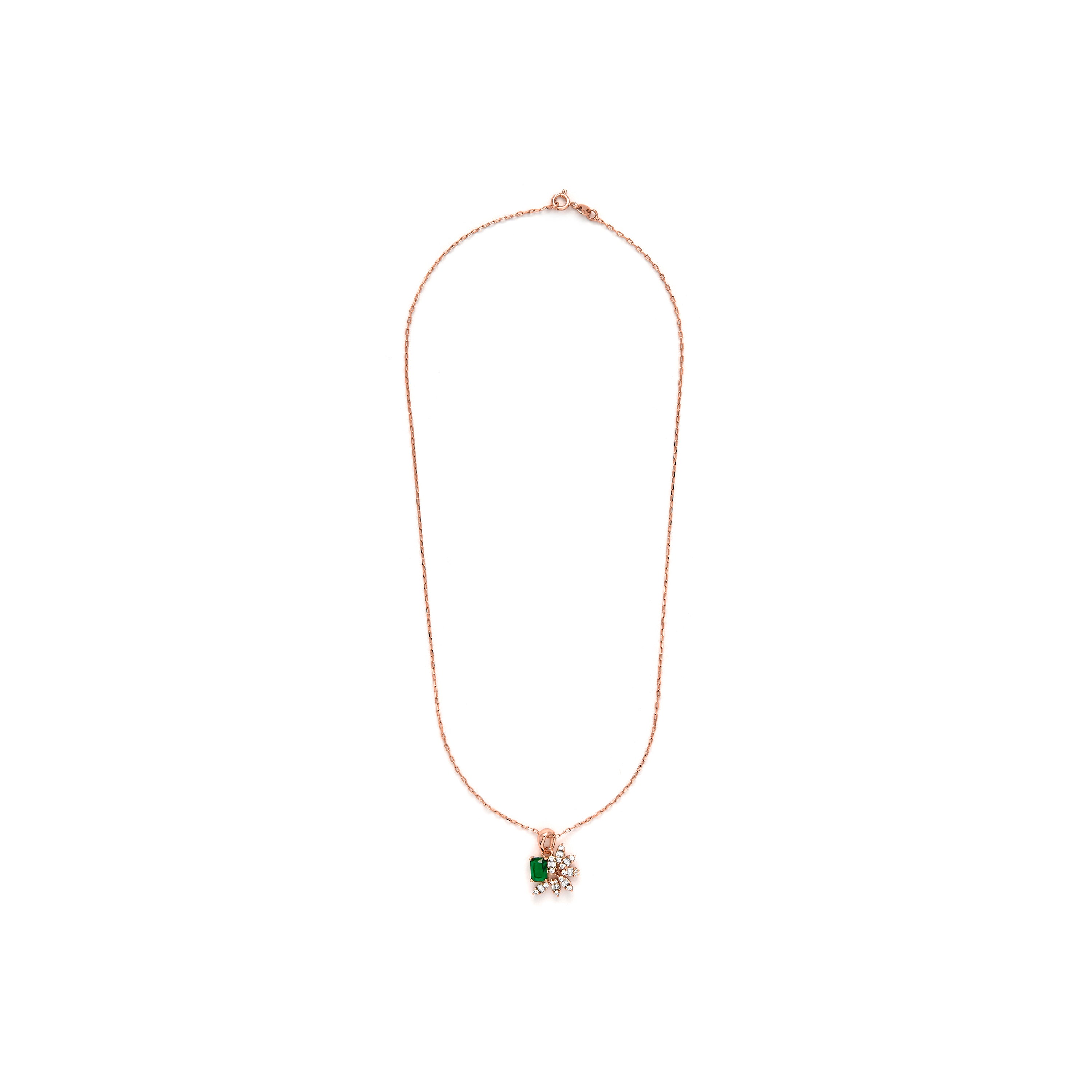 Collar de Circonita Esmeralda acabado en oro amarillo de 18k - Juveio