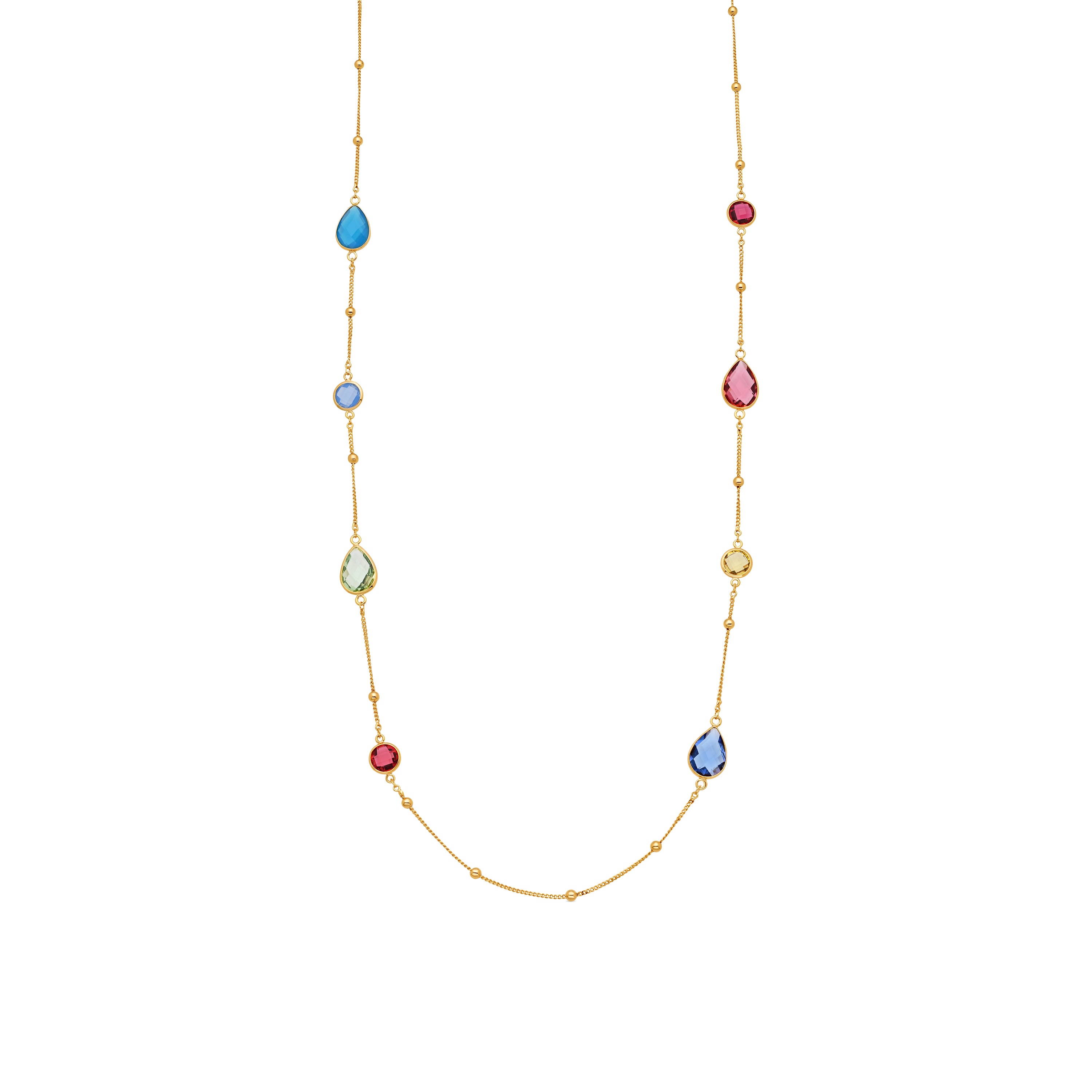 Collar de Cuarzo Hidrotermal Multicolor acabado en oro amarillo de 18k - Laswen