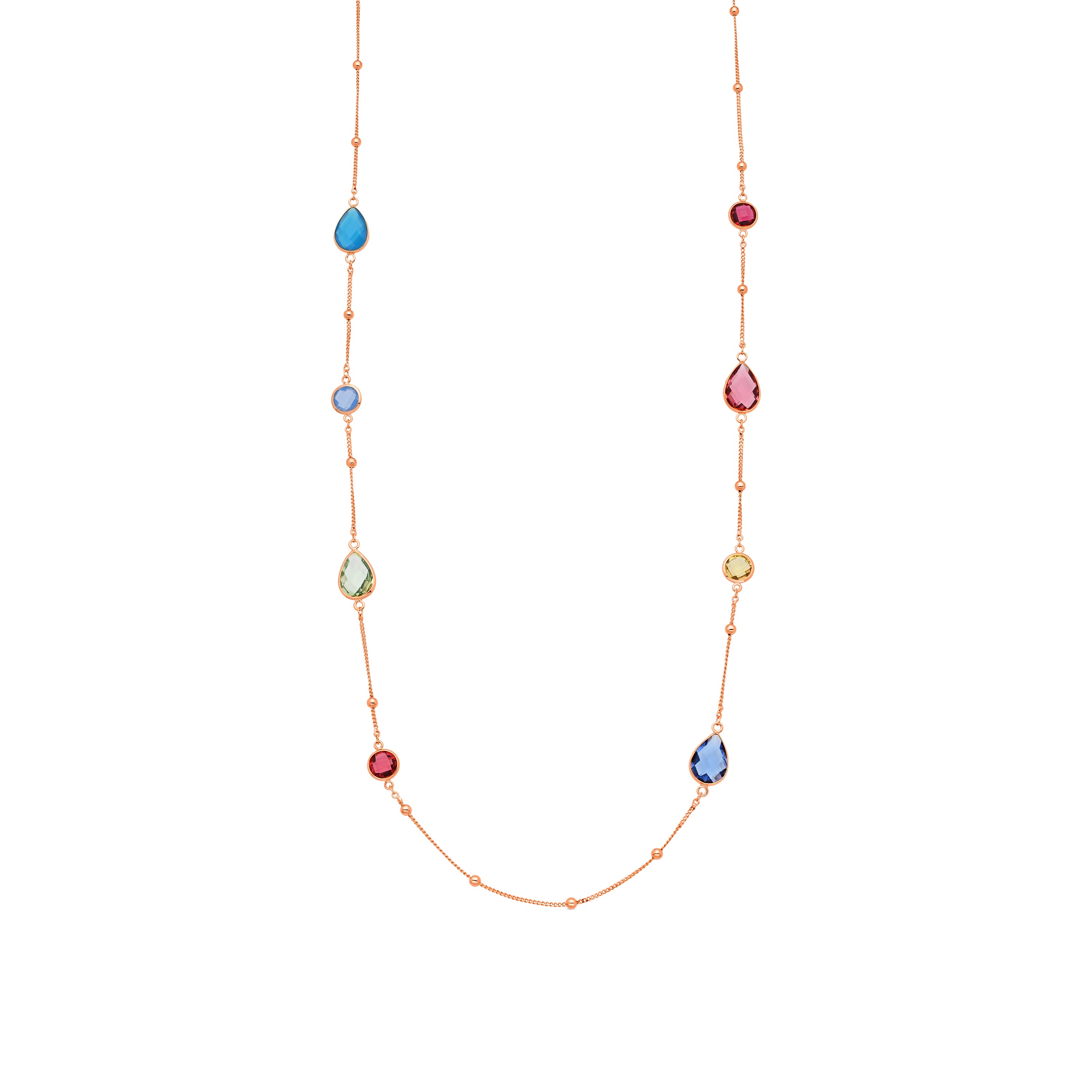Collar de Cuarzo Hidrotermal Multicolor acabado en oro amarillo de 18k - Laswen