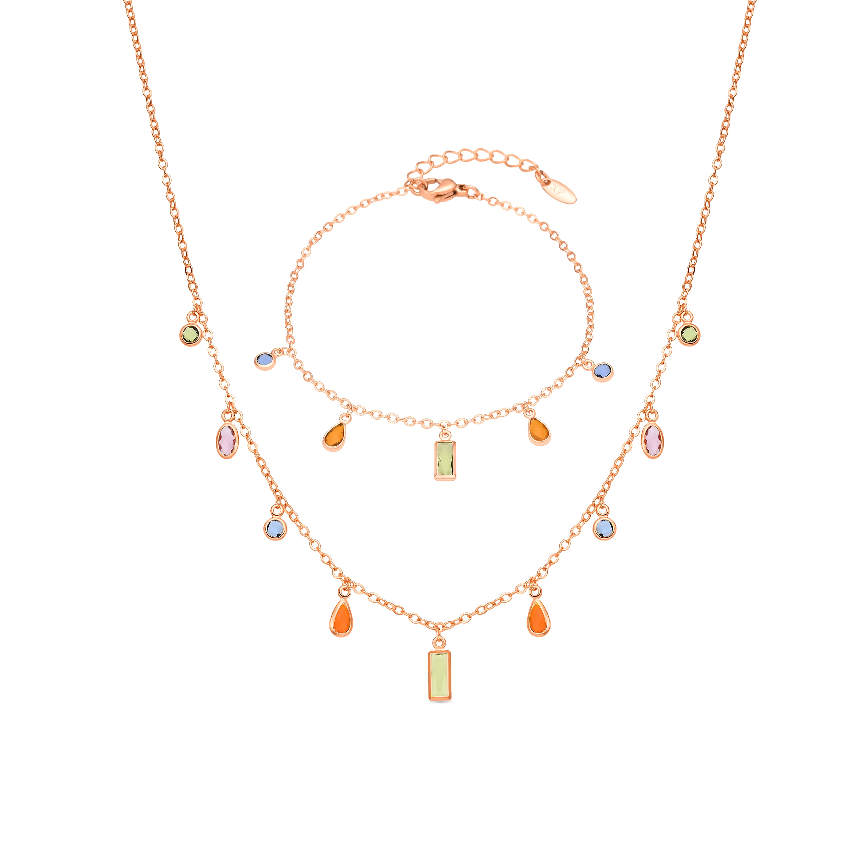 Collar de Circonita Multicolor acabado en oro amarillo de 18k - Ayisha