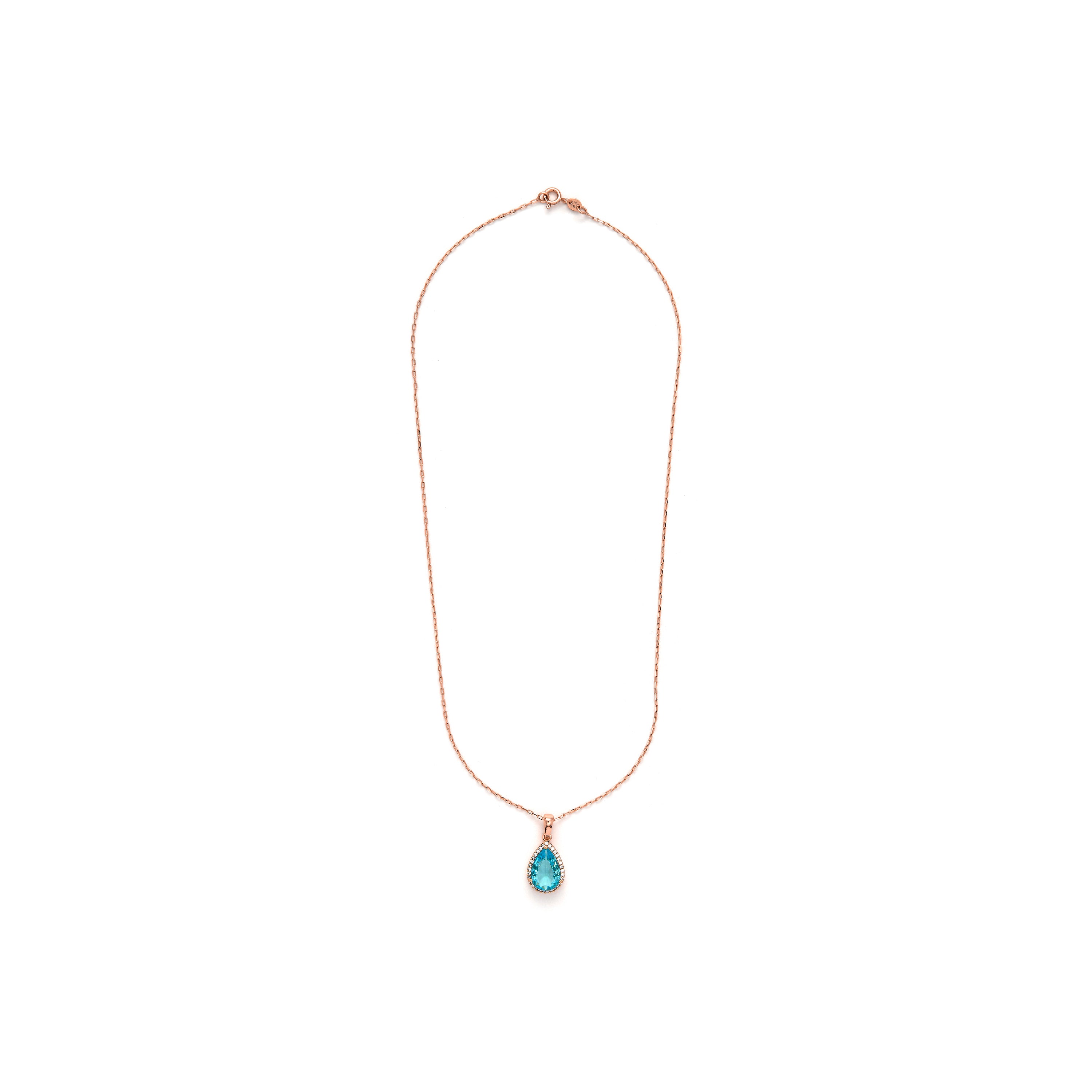 Collar de Circonita Aguamarina acabado en oro amarillo de 18k - Dota