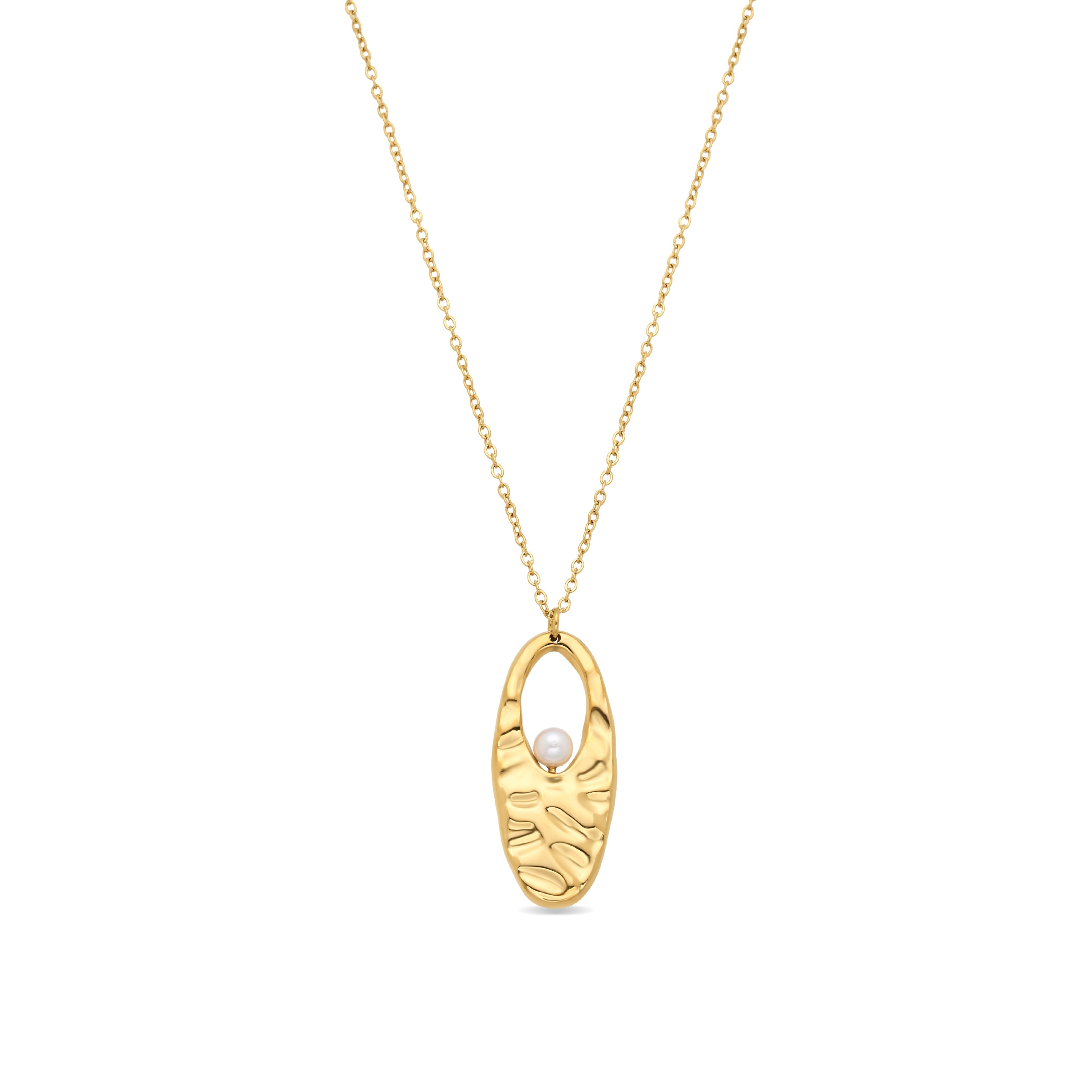 Collar de Aleación de Metal y Perla Blanca acabado en oro amarillo de 18k - Sasa