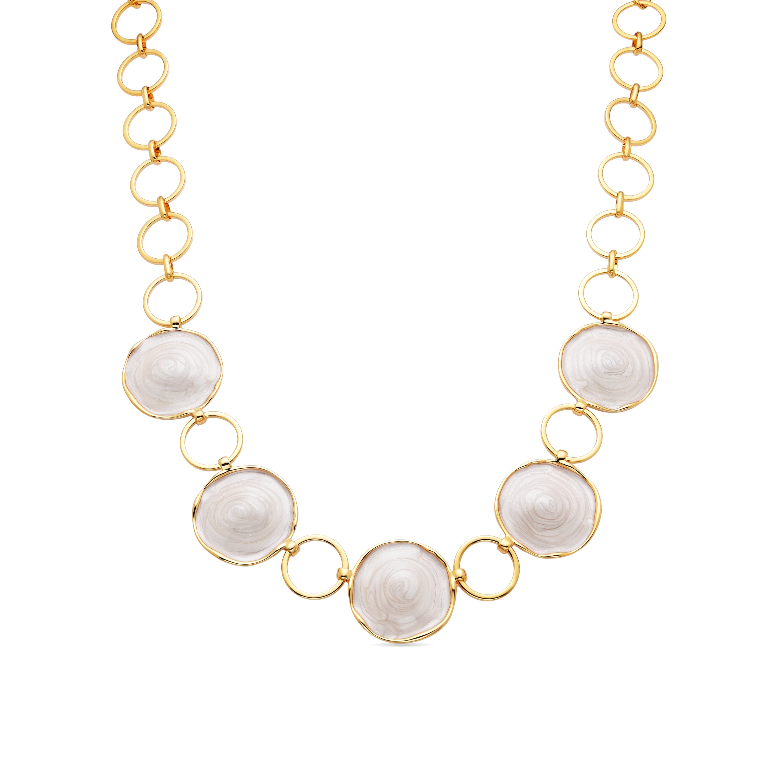 Collar acabado oro amarillo de 18k y Lacado Blanco - Huldio