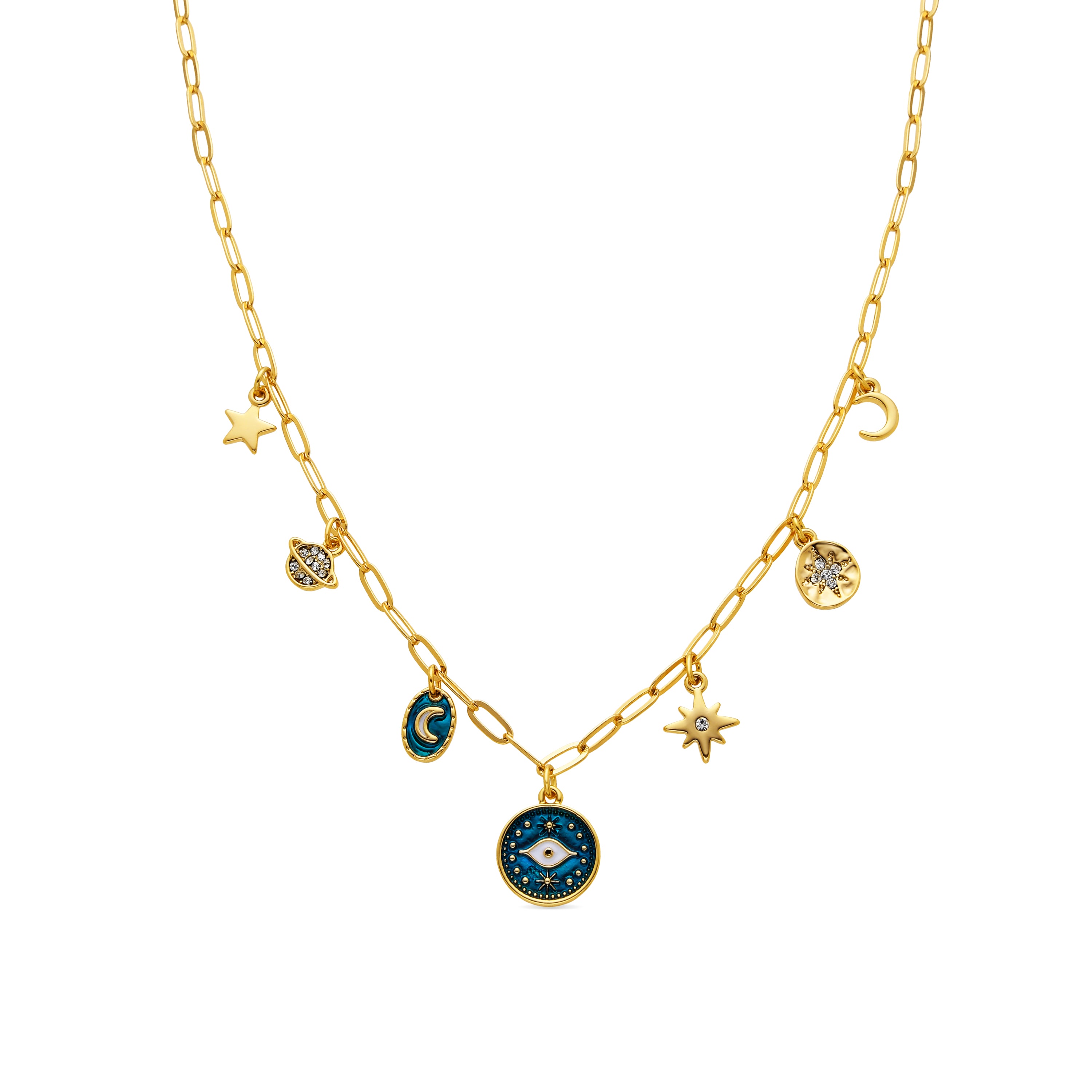 Collana finitura oro giallo 18k e Resina Blu - Wiwik