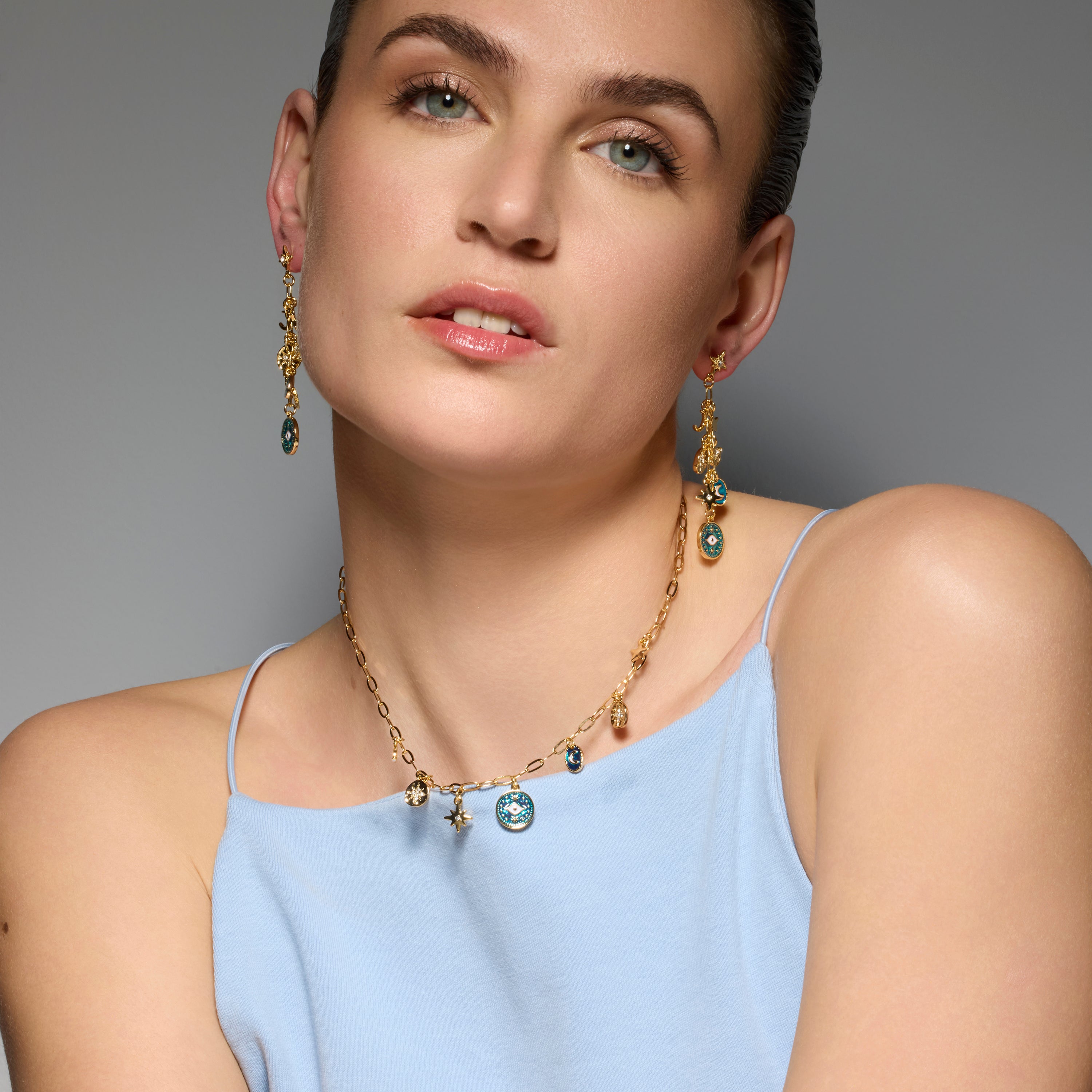 Collana finitura oro giallo 18k e Resina Blu - Wiwik