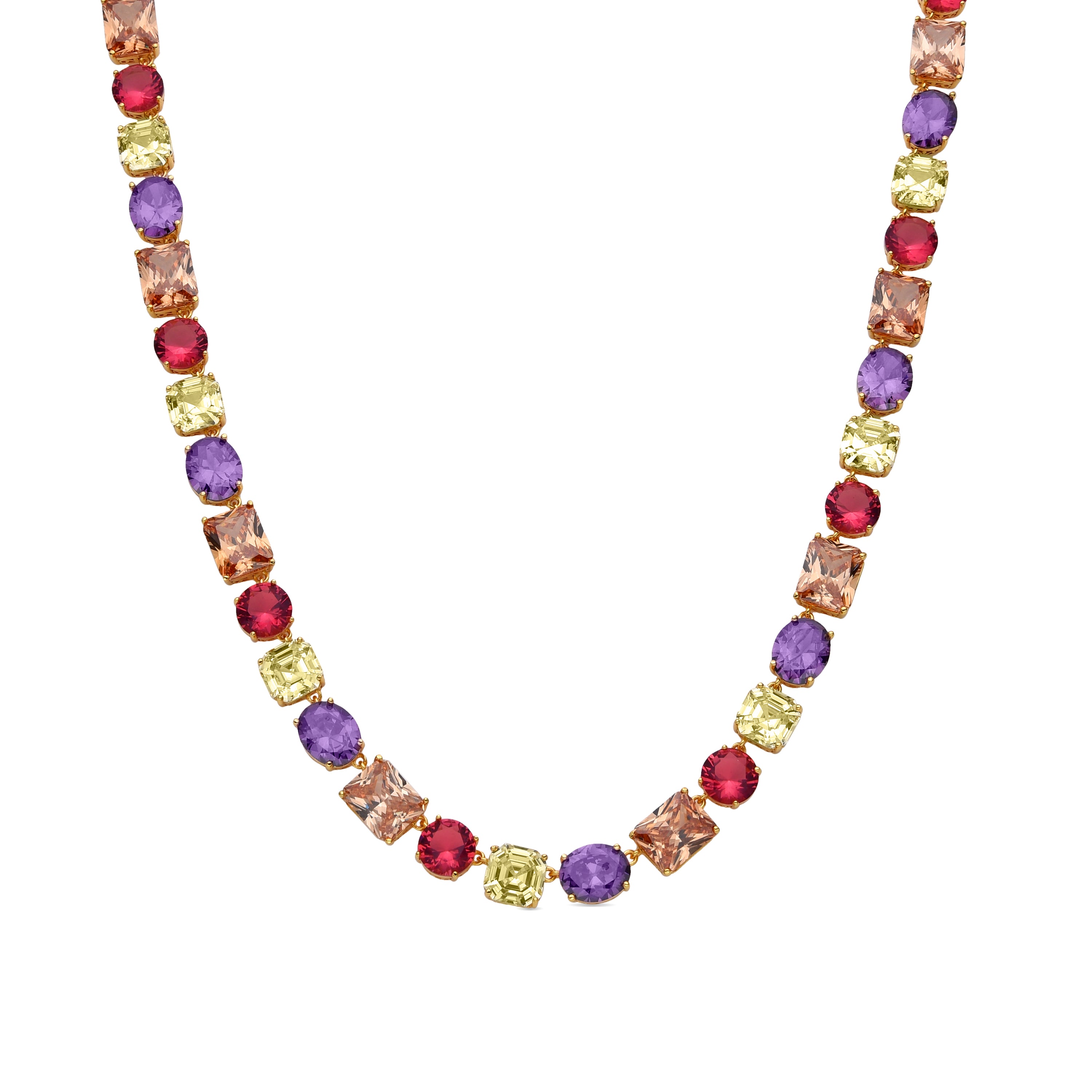 Collar de Circonita Multicolor acabado en oro amarillo de 18K - Nigha