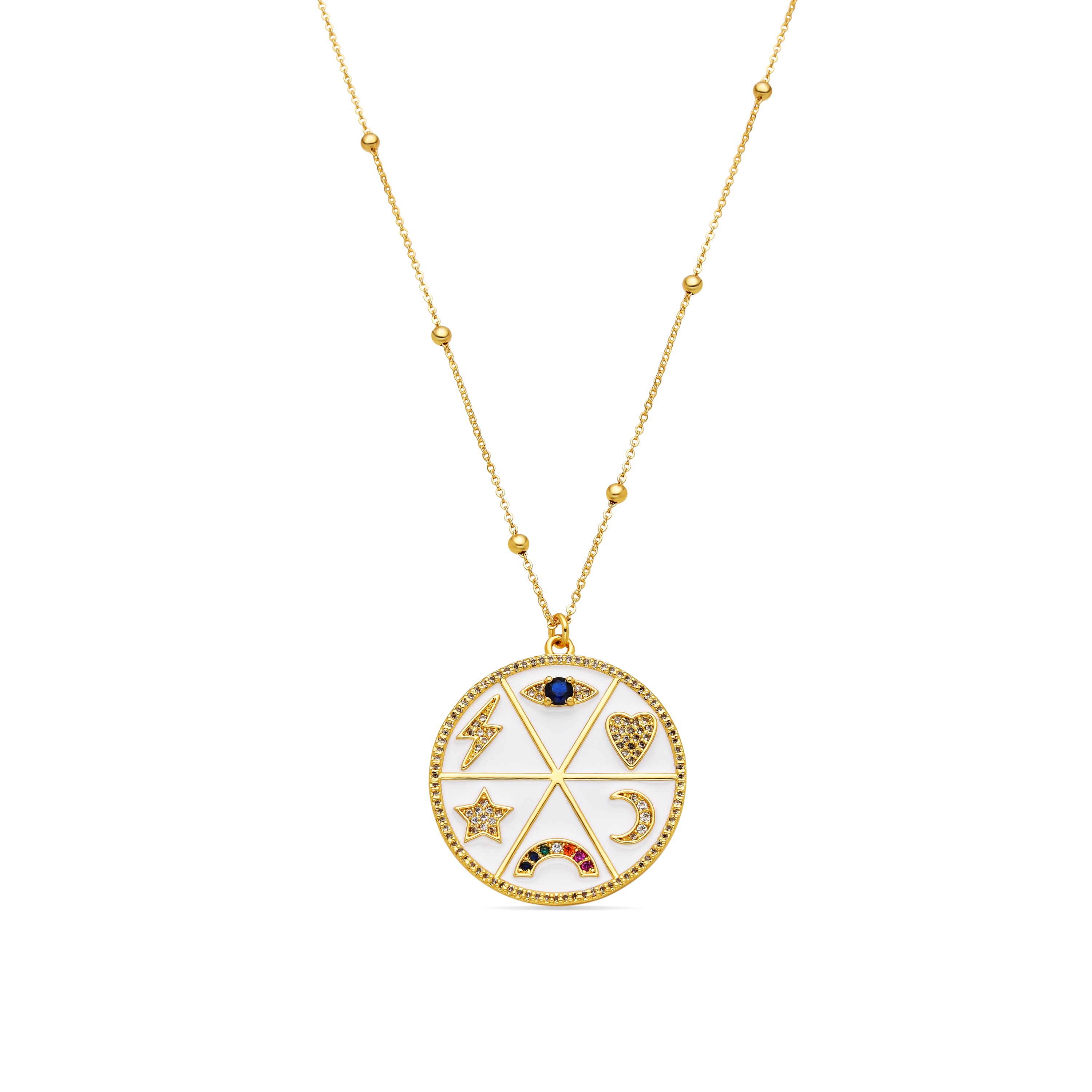 Collier avec zircon multicolore finition or 18k - Thiem