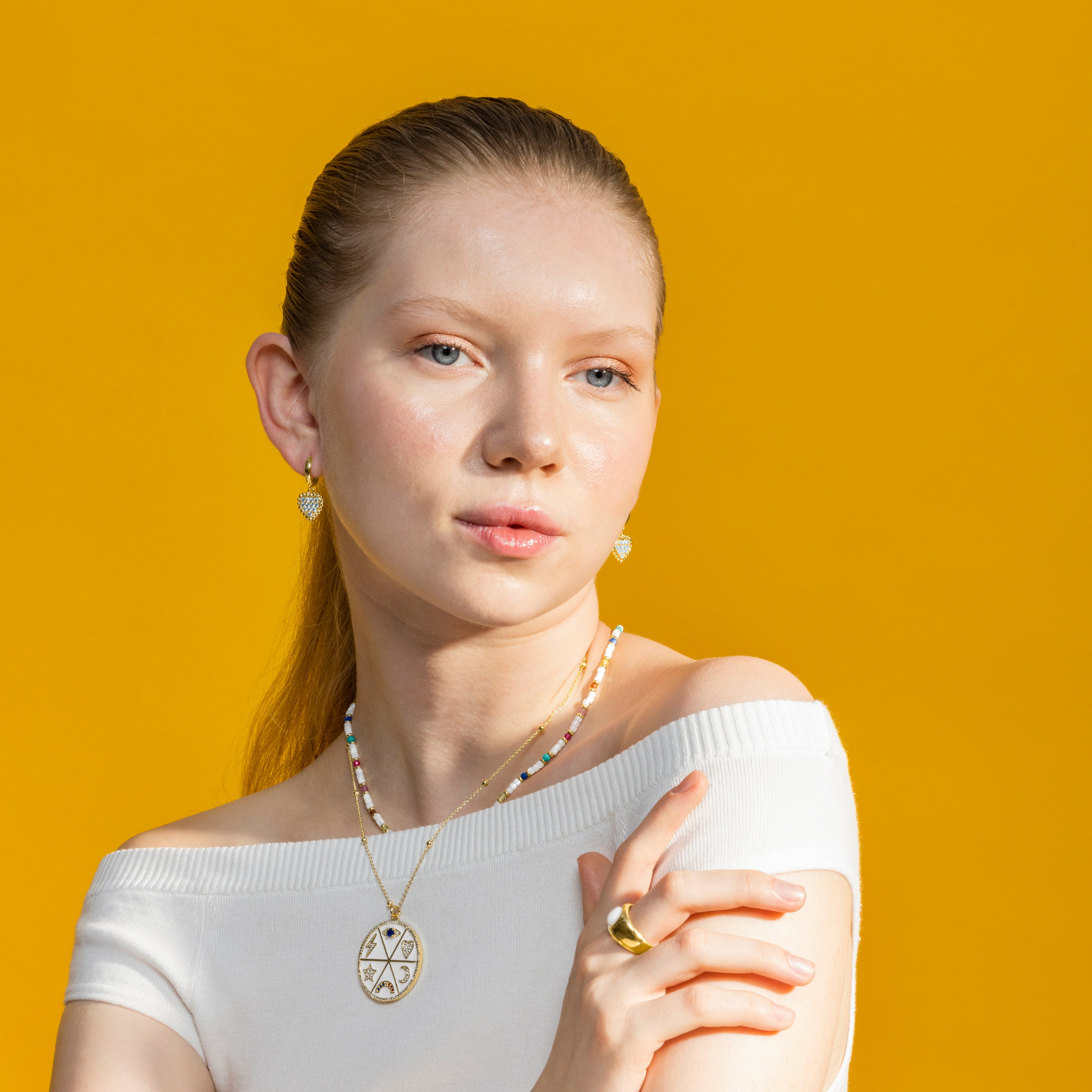 Collier avec zircon multicolore finition or 18k - Thiem