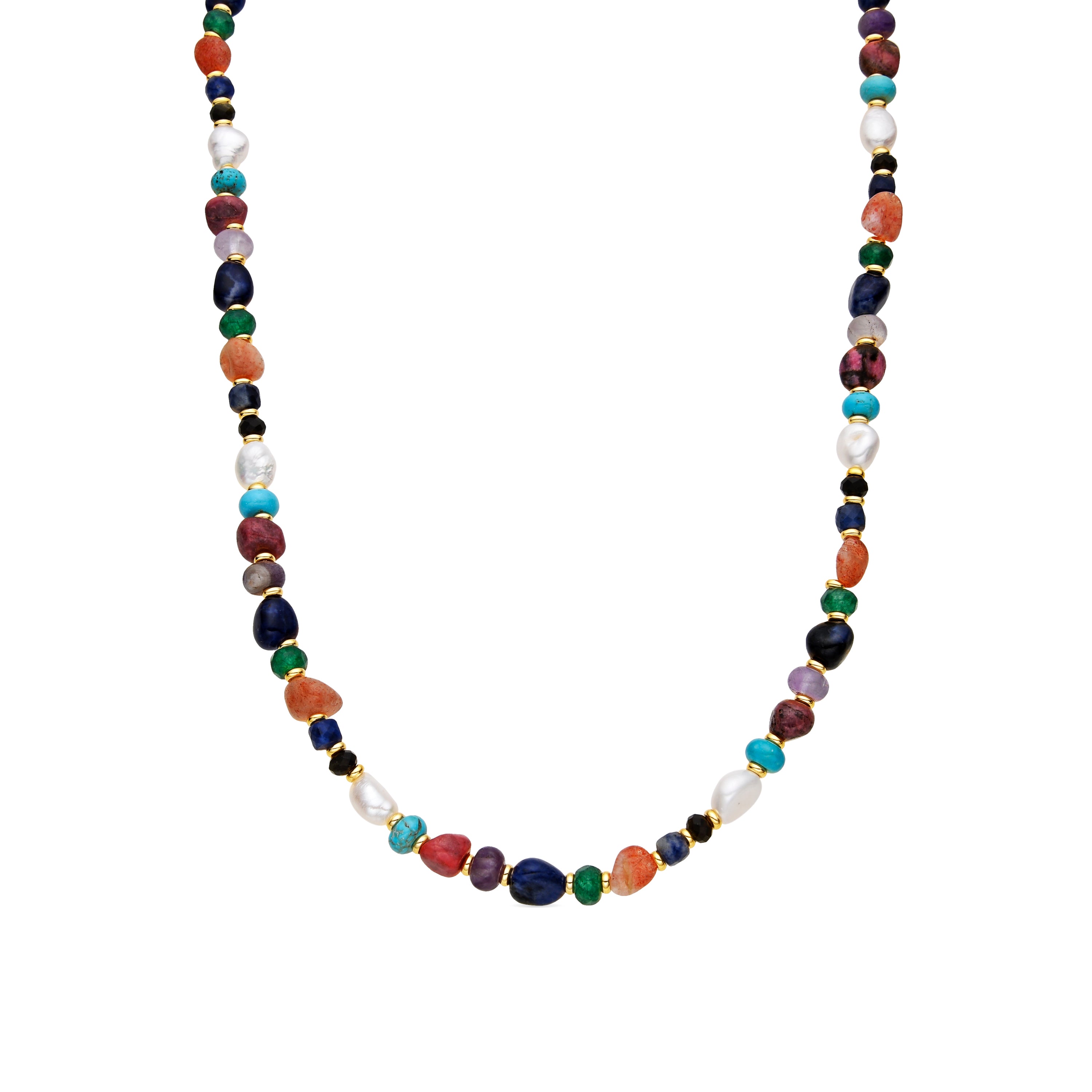 18k geelgouden afwerking ketting en witte parel - Umavi