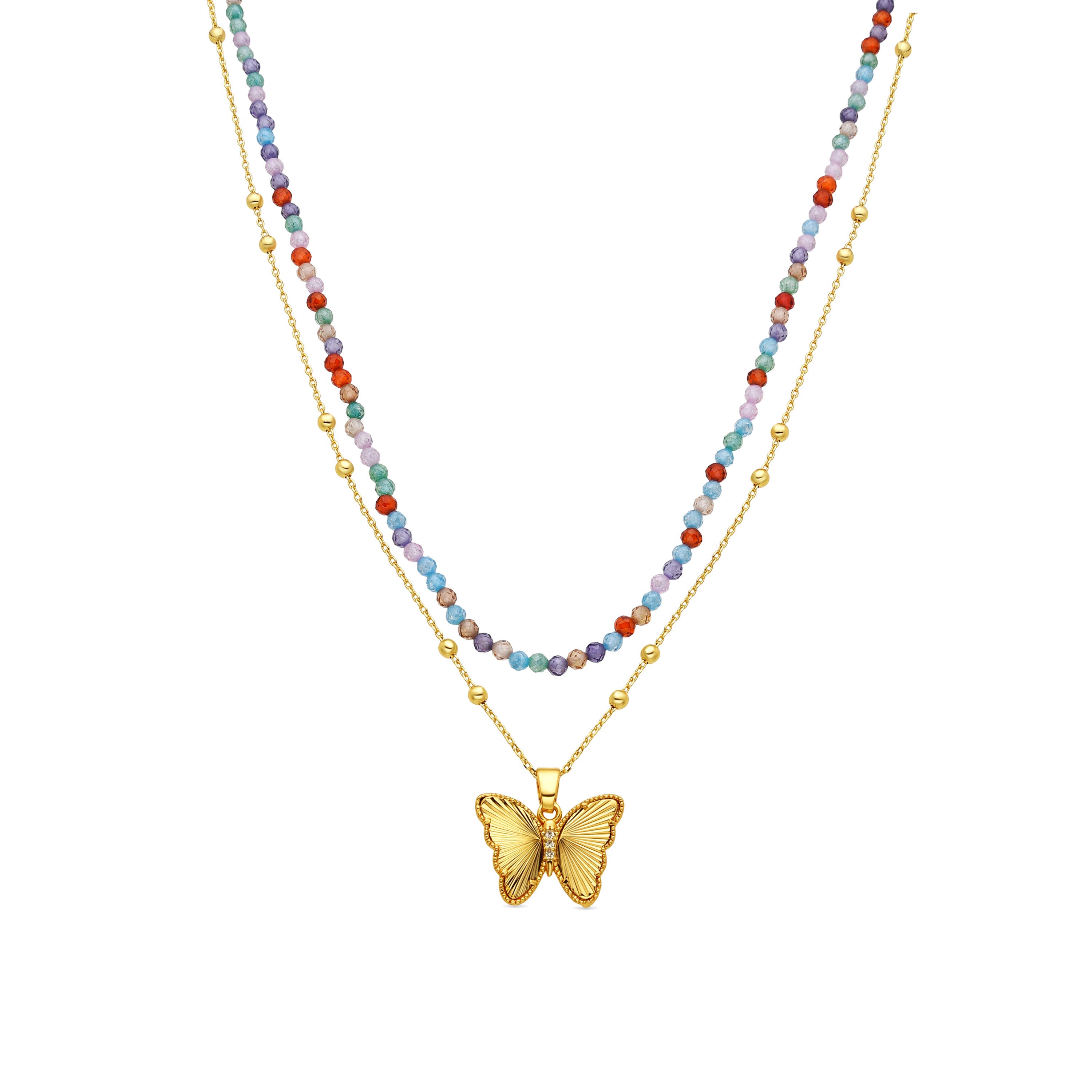 Collar acabado oro amarillo de 18k y Cristal Multicolor - Isnor