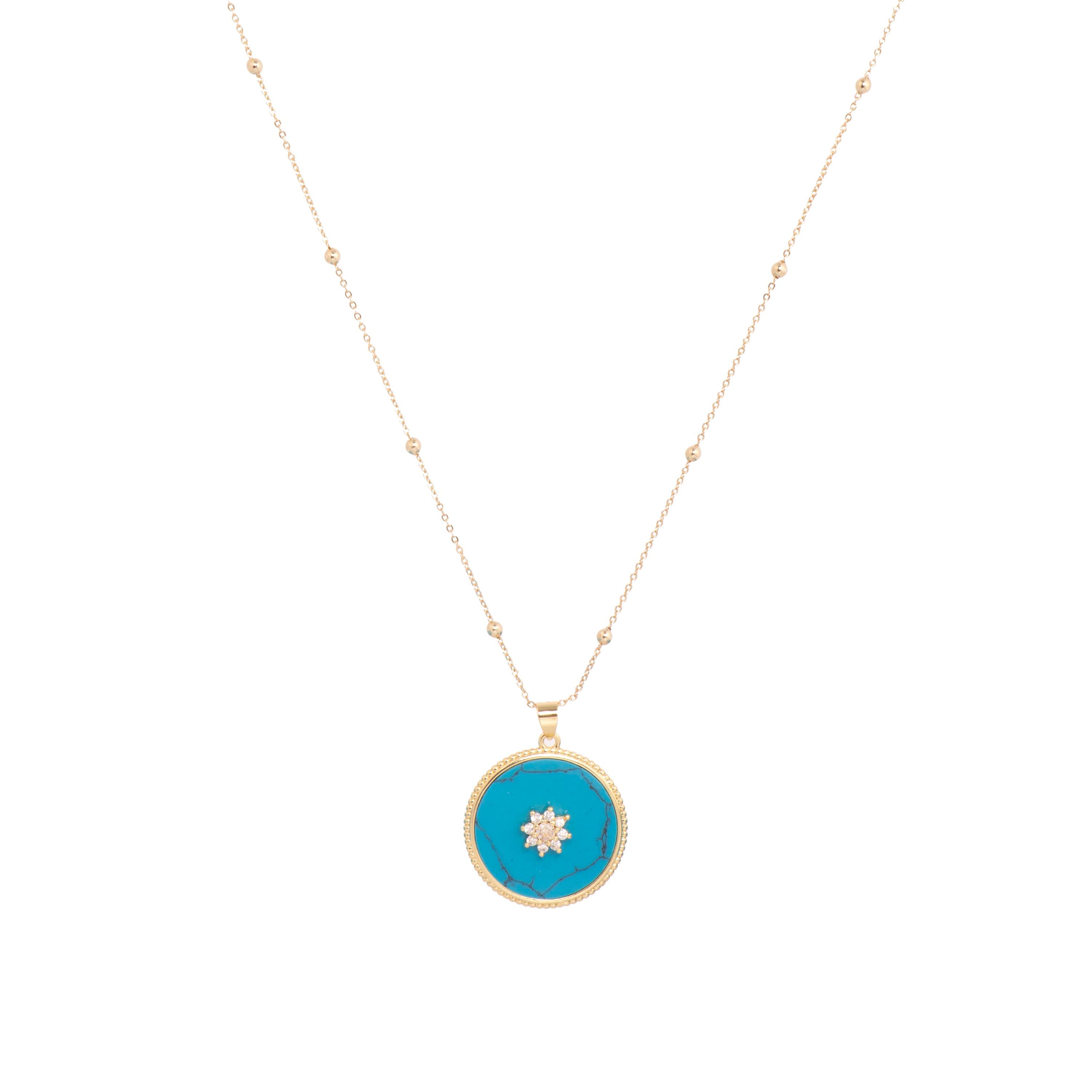 18k geelgouden halsketting en Turkoois - Salks