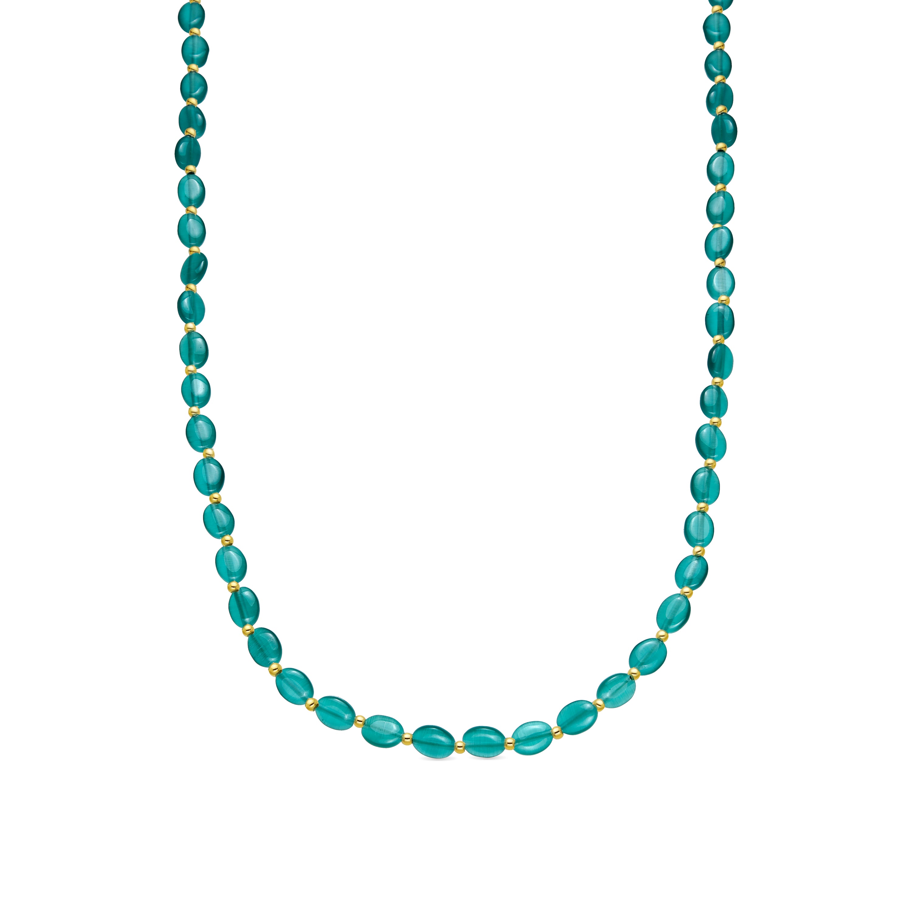 Collana finitura oro giallo 18k e Occhio di Gatto Verde - Gorai