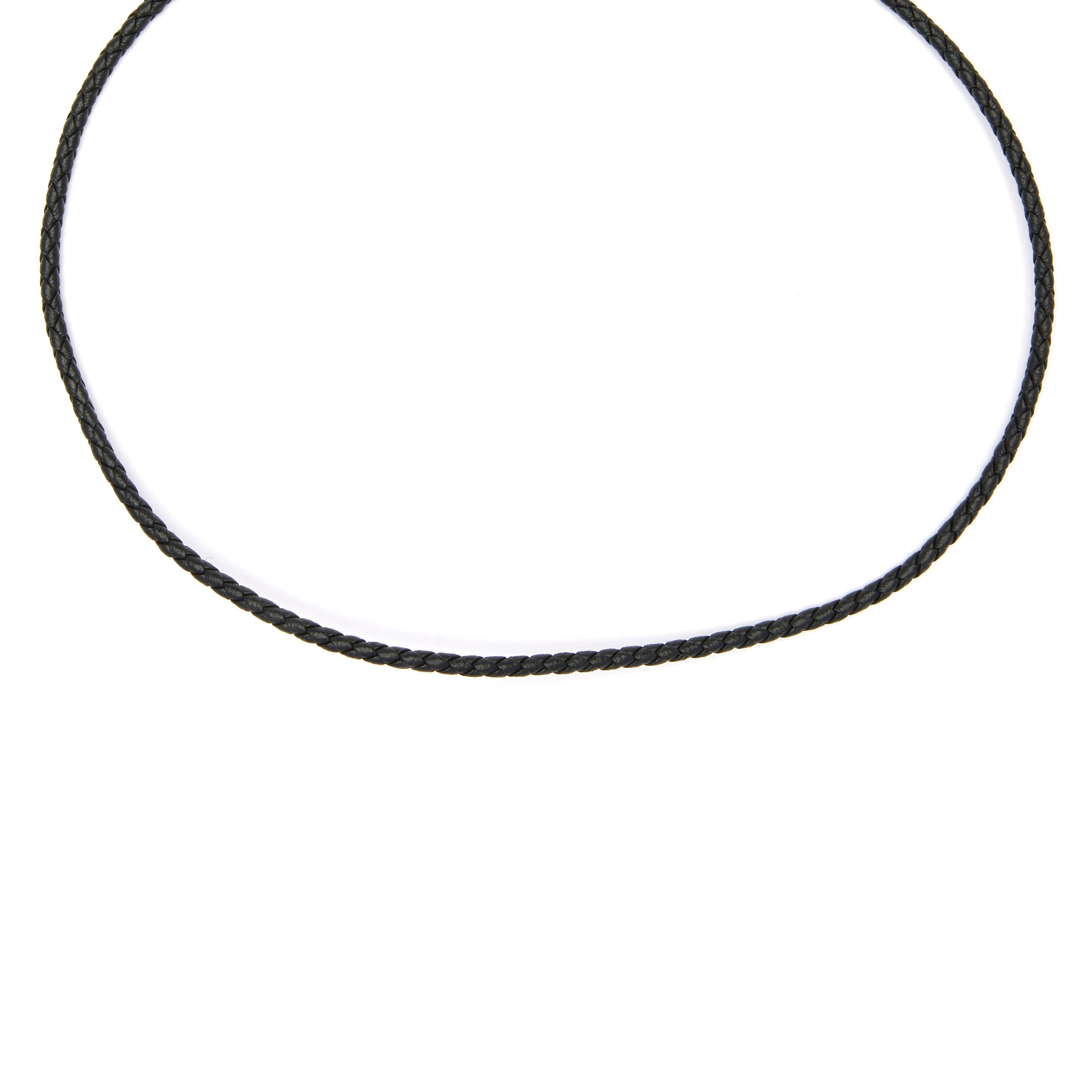 Cordón de cuero negro de 42cm + 3 de extensión acabado en oro amarillo de 18k - Jawsa