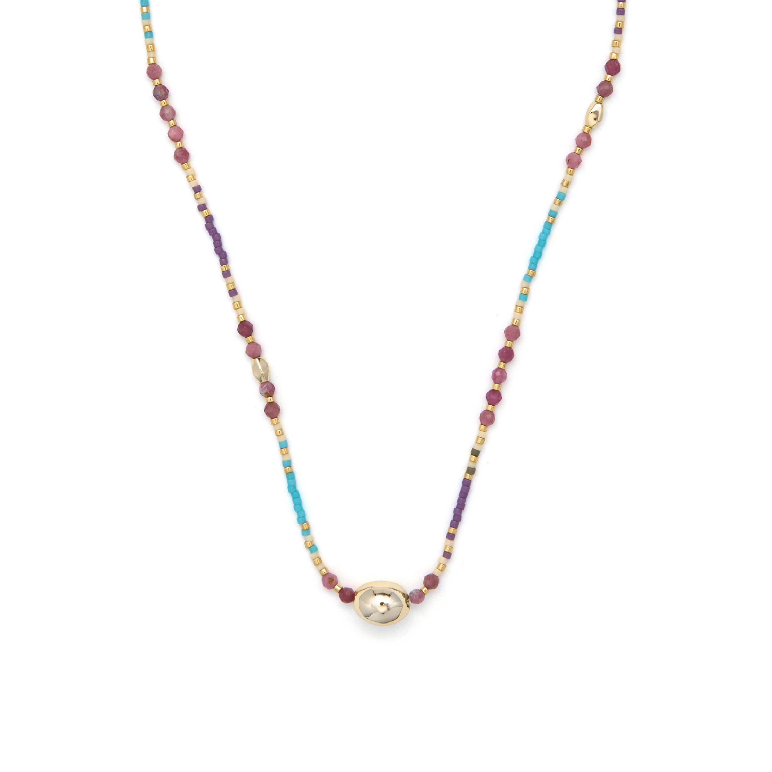 Collar de Cristal Multicolor acabado en oro amarillo de 18k - Wasei