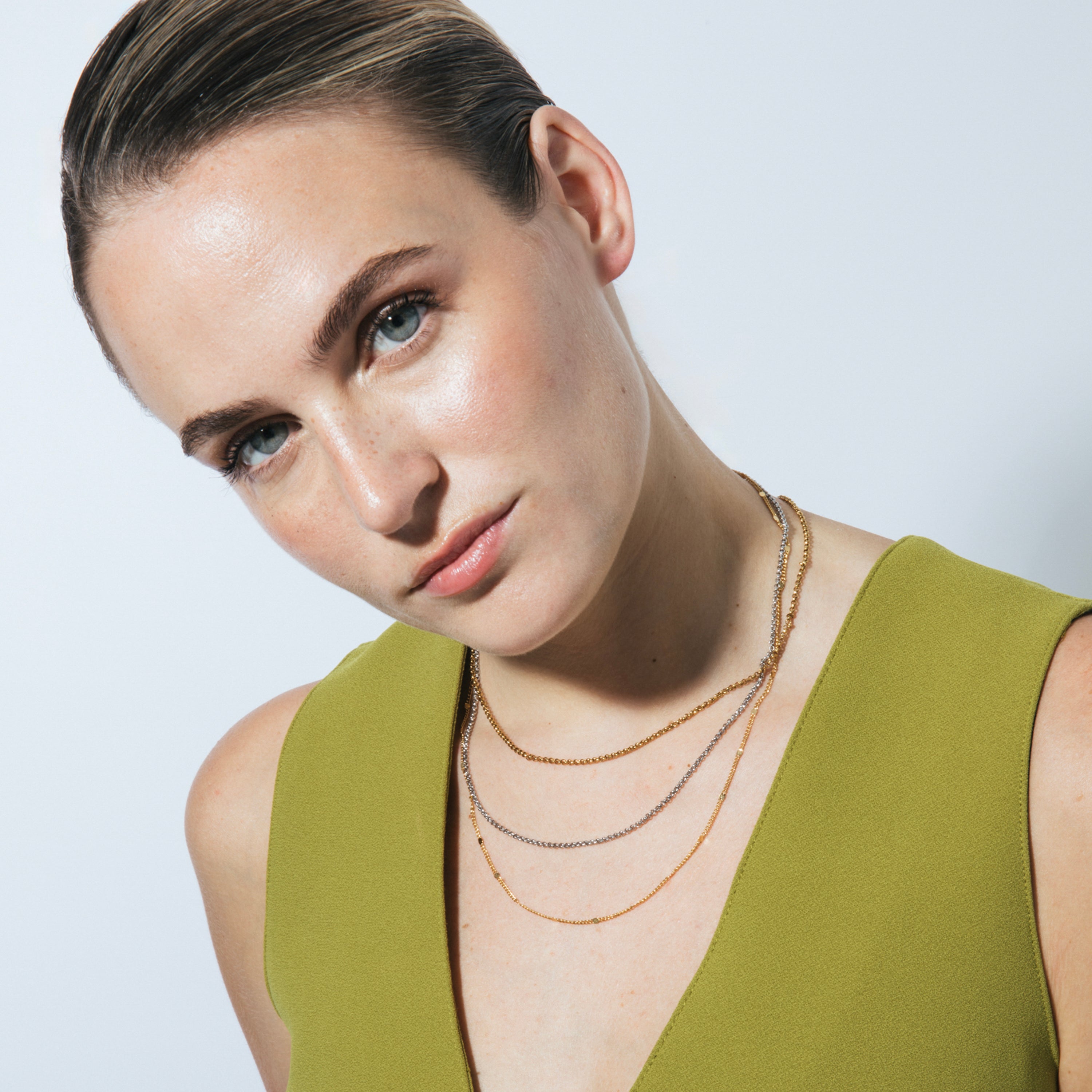 Collar de 42cm acabado en oro amarillo de 18k - Dimha