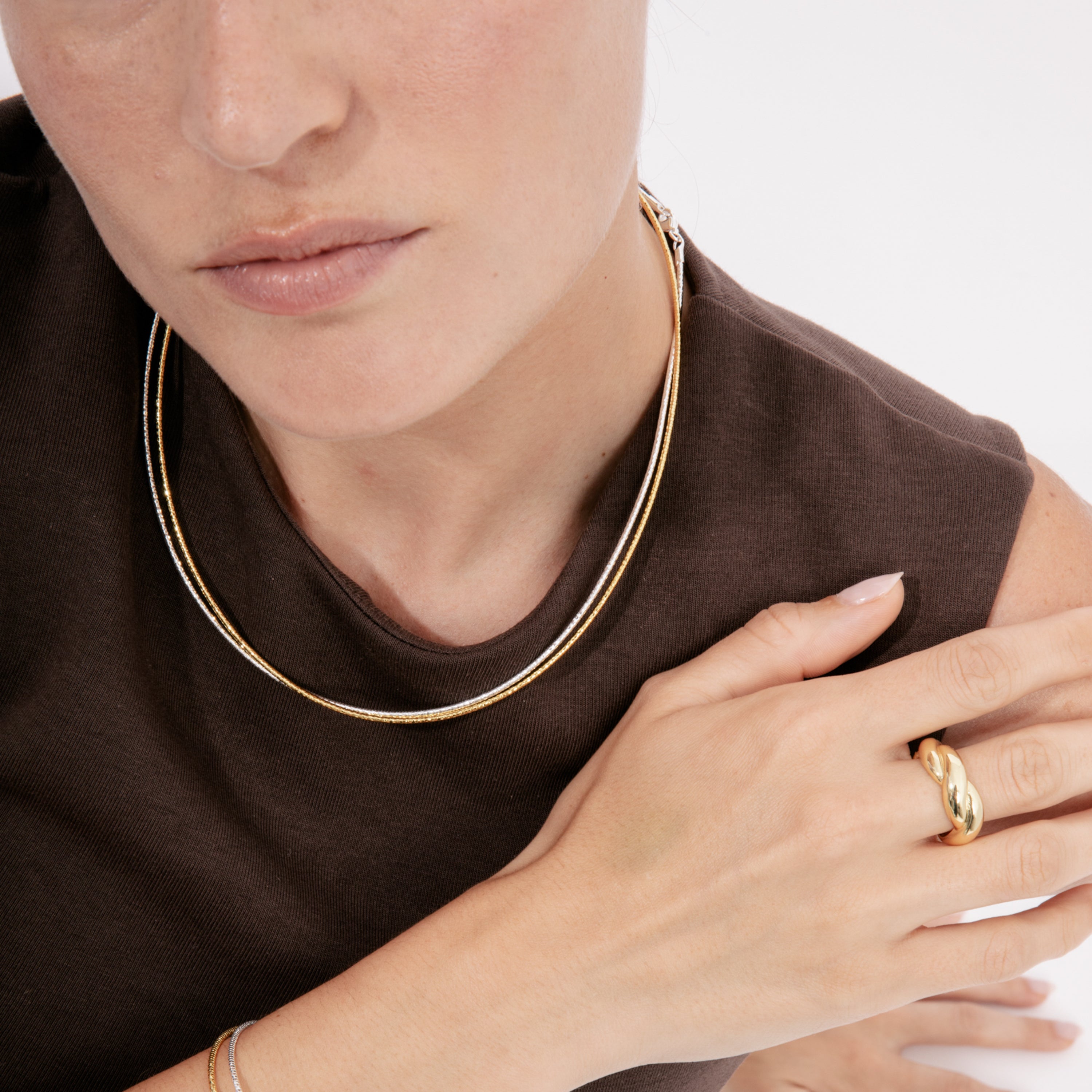 Collar de 46cm acabado en oro amarillo de 18k - Nui