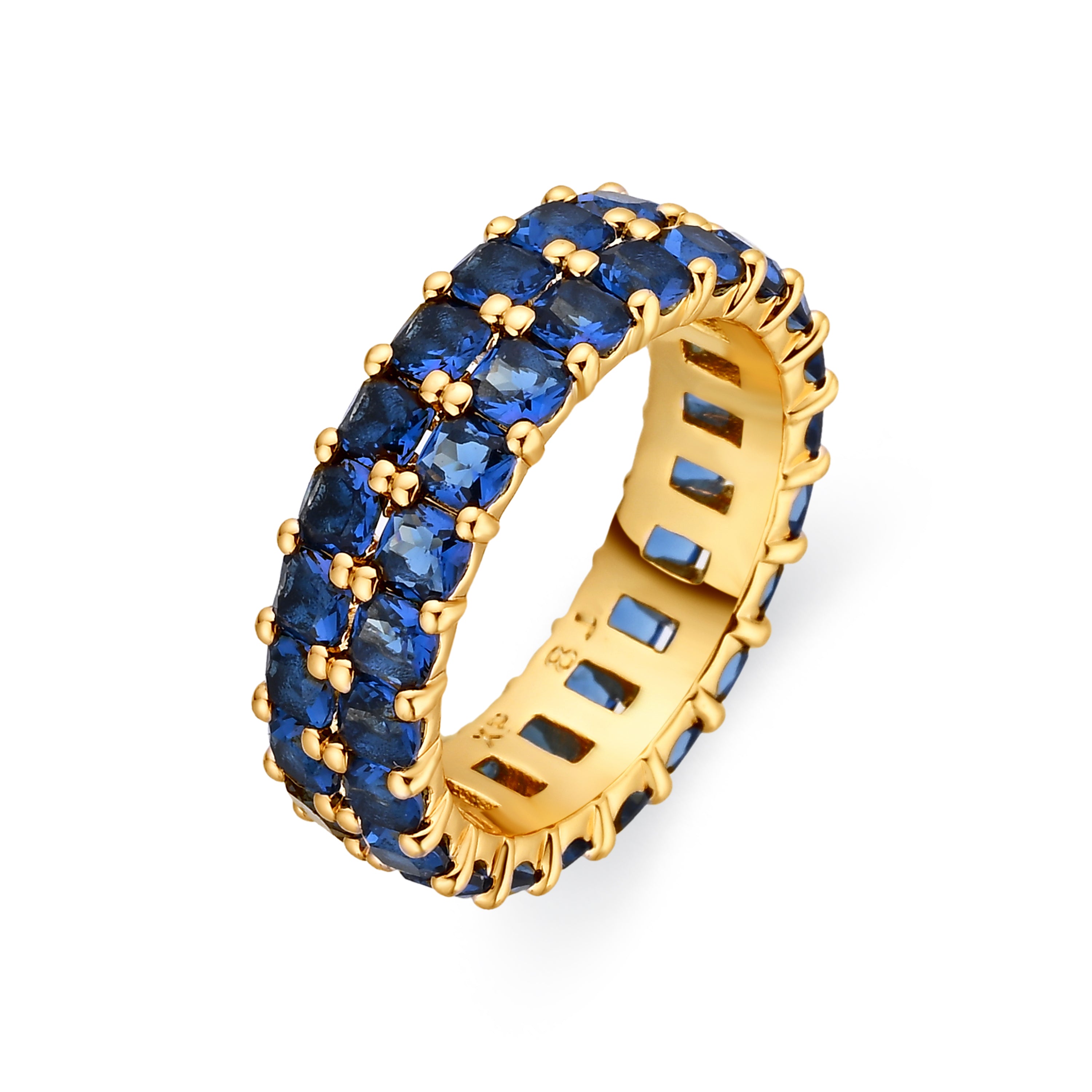 Anillo de Circonita Zafiro acabado en oro amarillo de 18k - Tomi