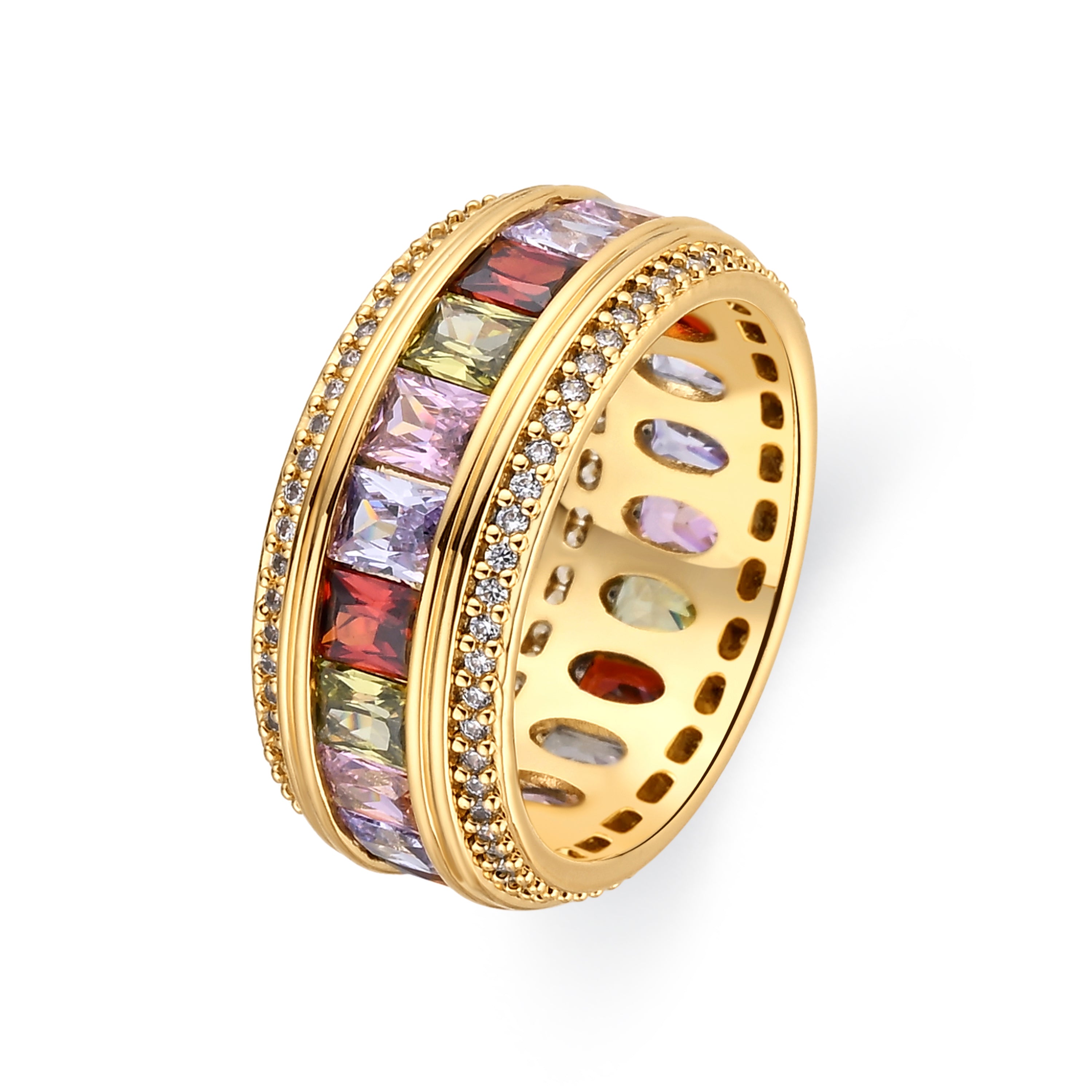 Anillo de Circonita Multicolor acabado en oro amarillo de 18k - Maia