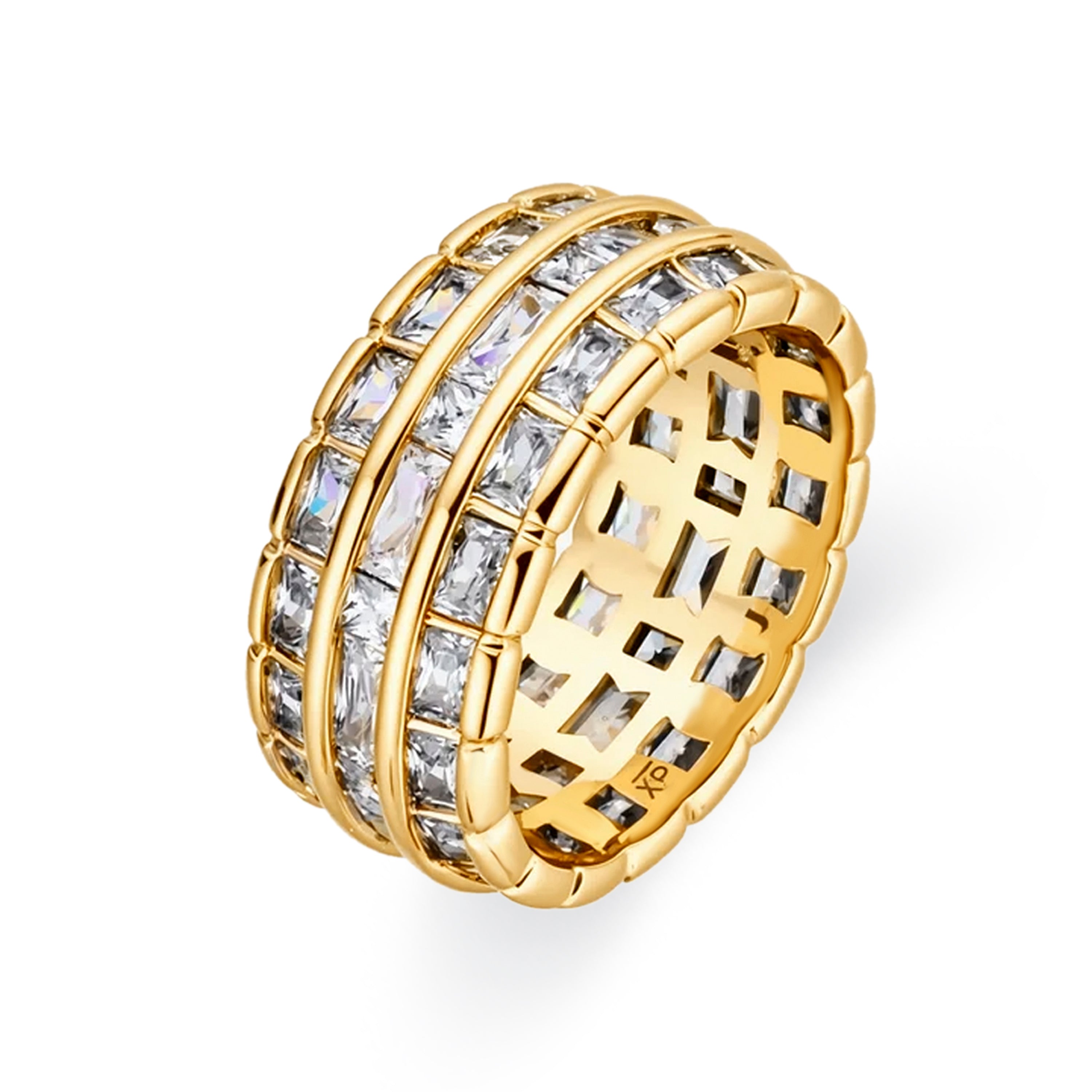 Anillo de Circonita Brillante acabado en oro amarillo de 18k - Hudio