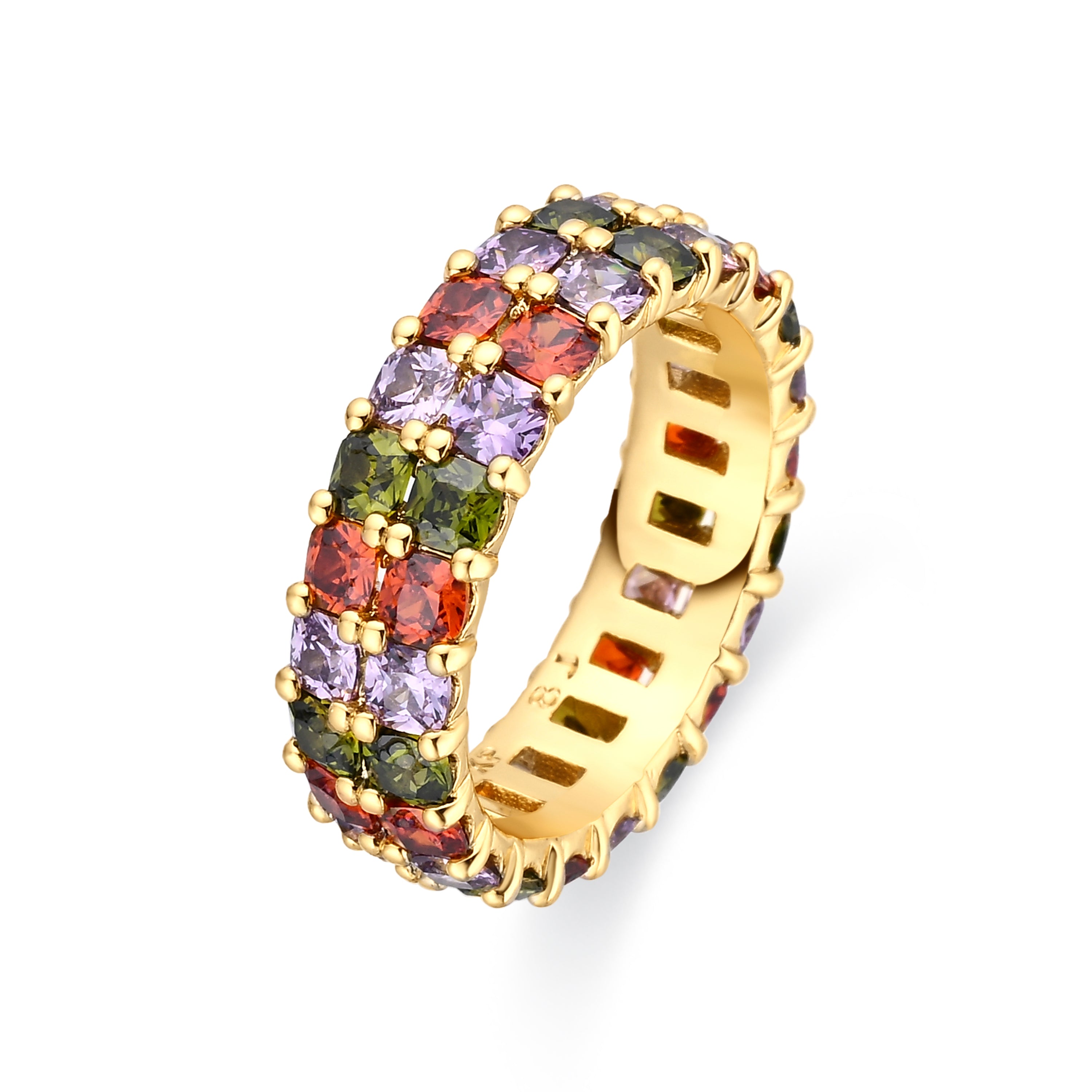 Anillo de Circonita Multicolor acabado en oro amarillo de 18k - Nanabe