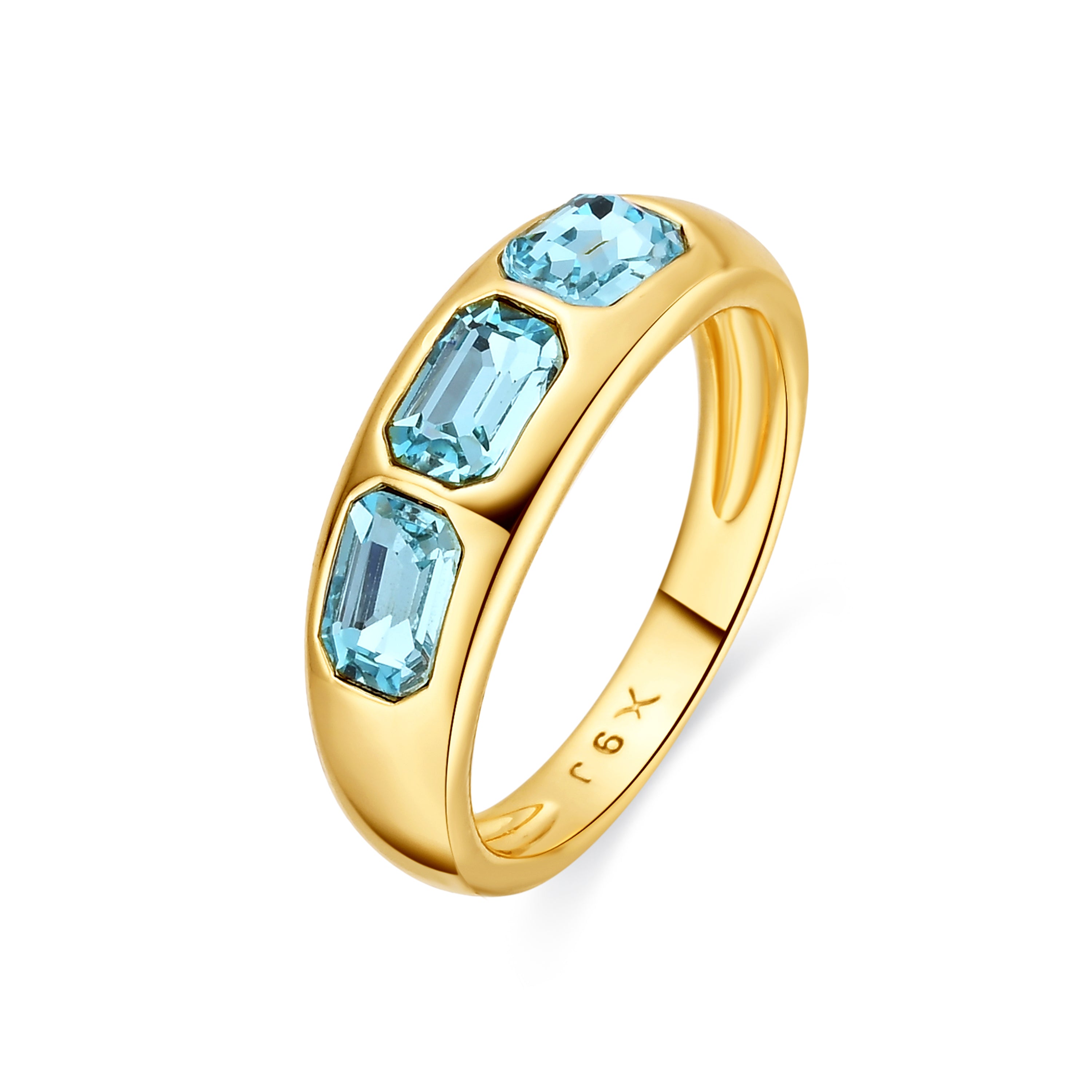 Anillo de Circonita Aguamarina acabado en oro amarillo de 18k - Eldine