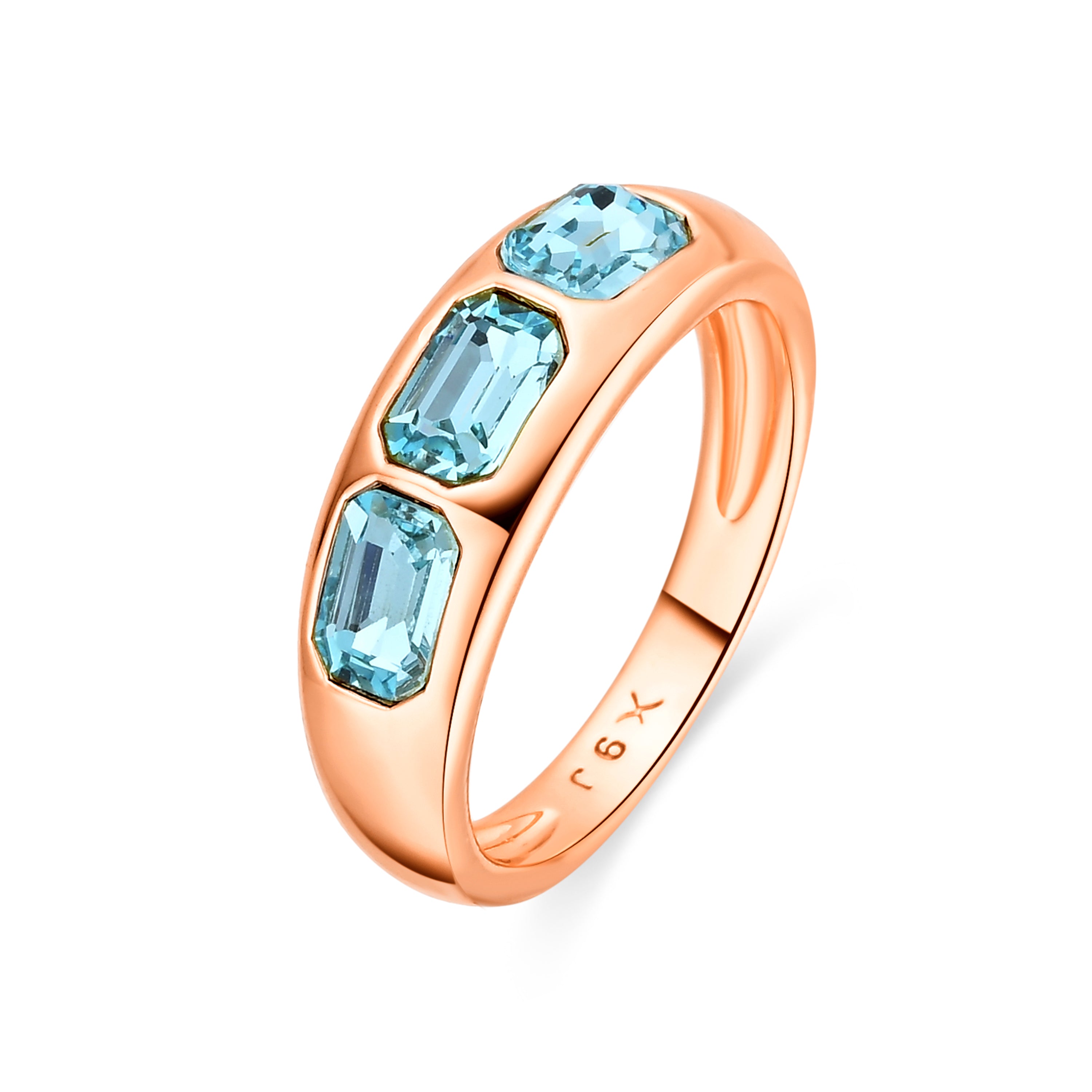 Anillo de Circonita Aguamarina acabado en oro amarillo de 18k - Eldine