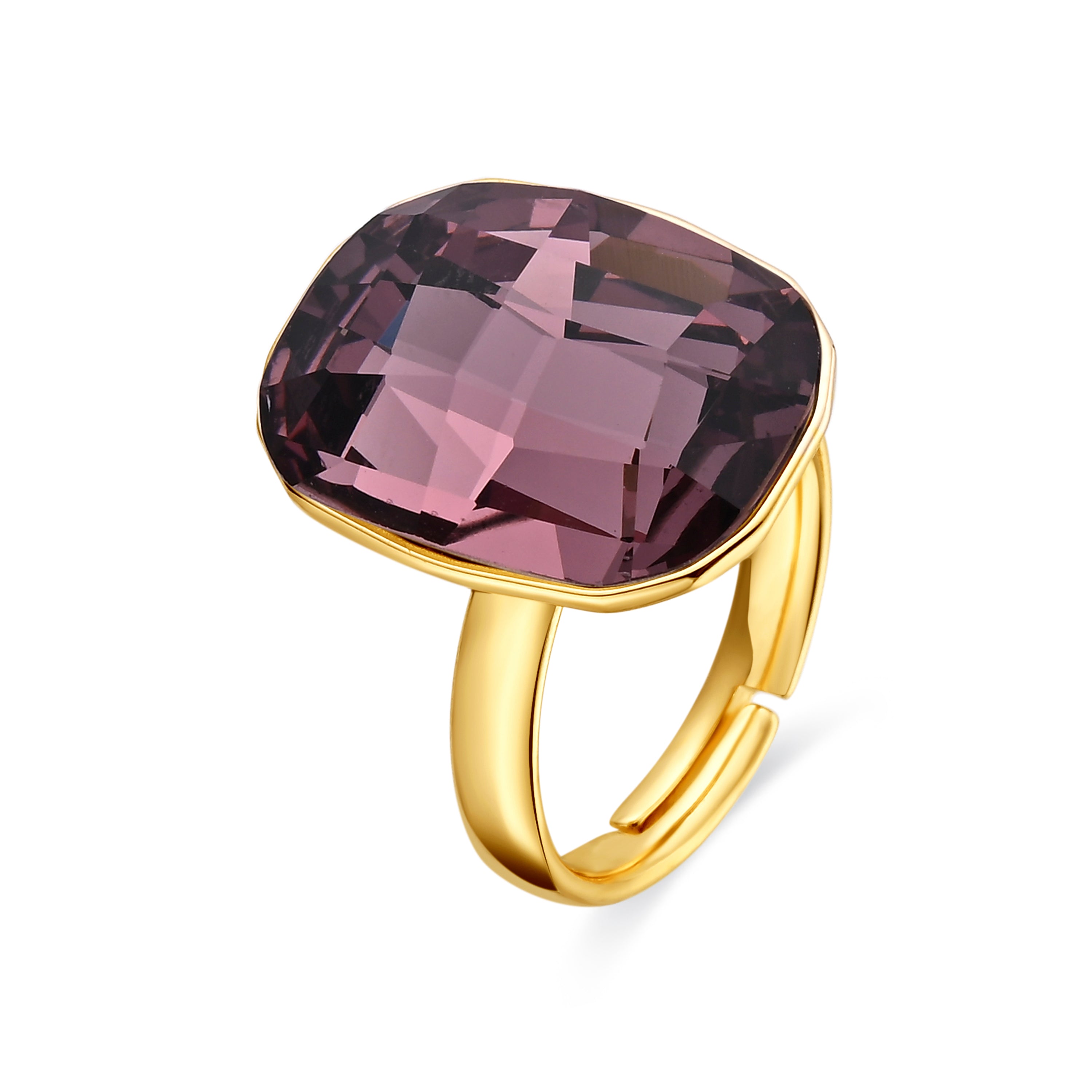 Anillo de Circonita Amatista acabado en oro amarillo de 18k - Rakco