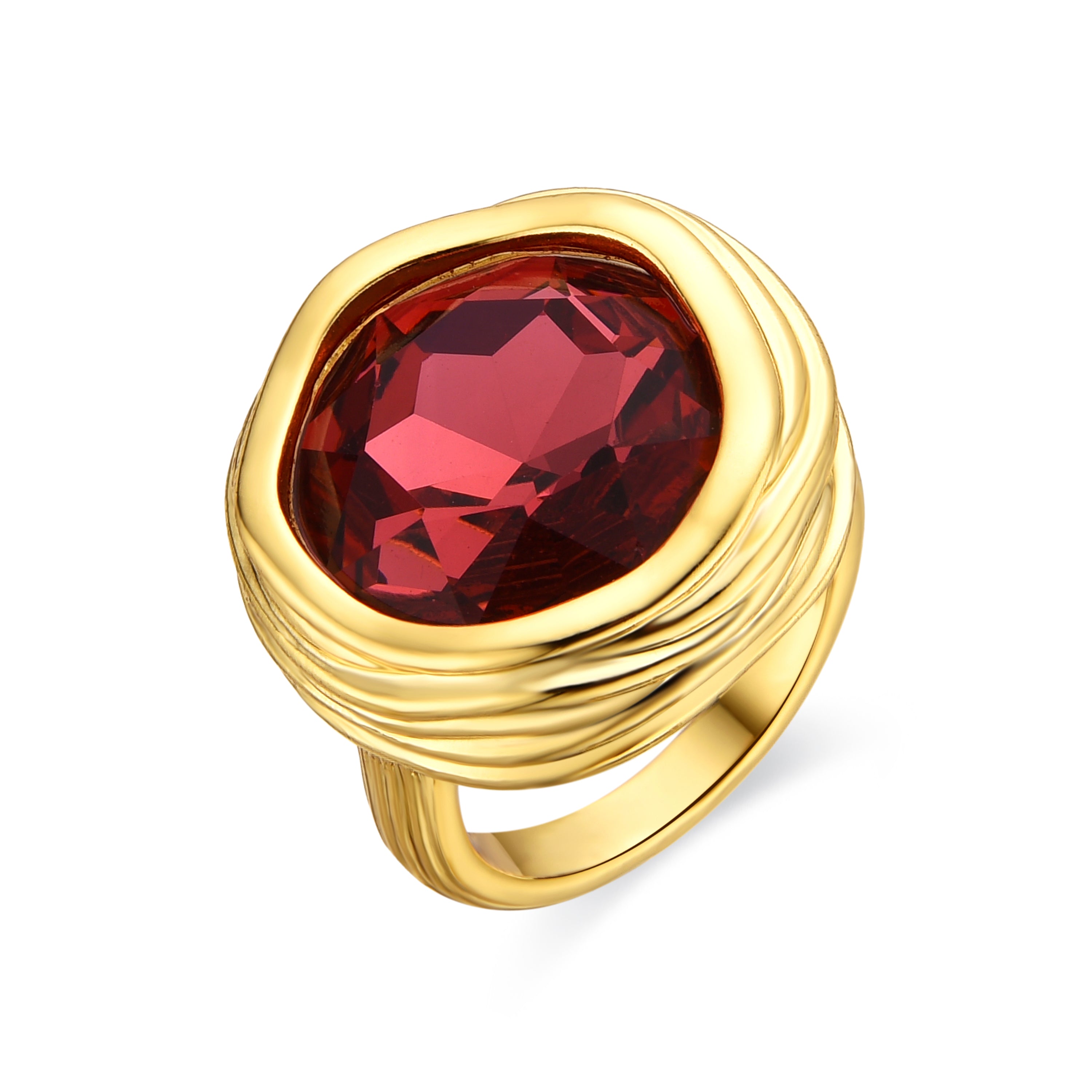 Anillo con Cristal Rosa acabado oro 18k - Nianli