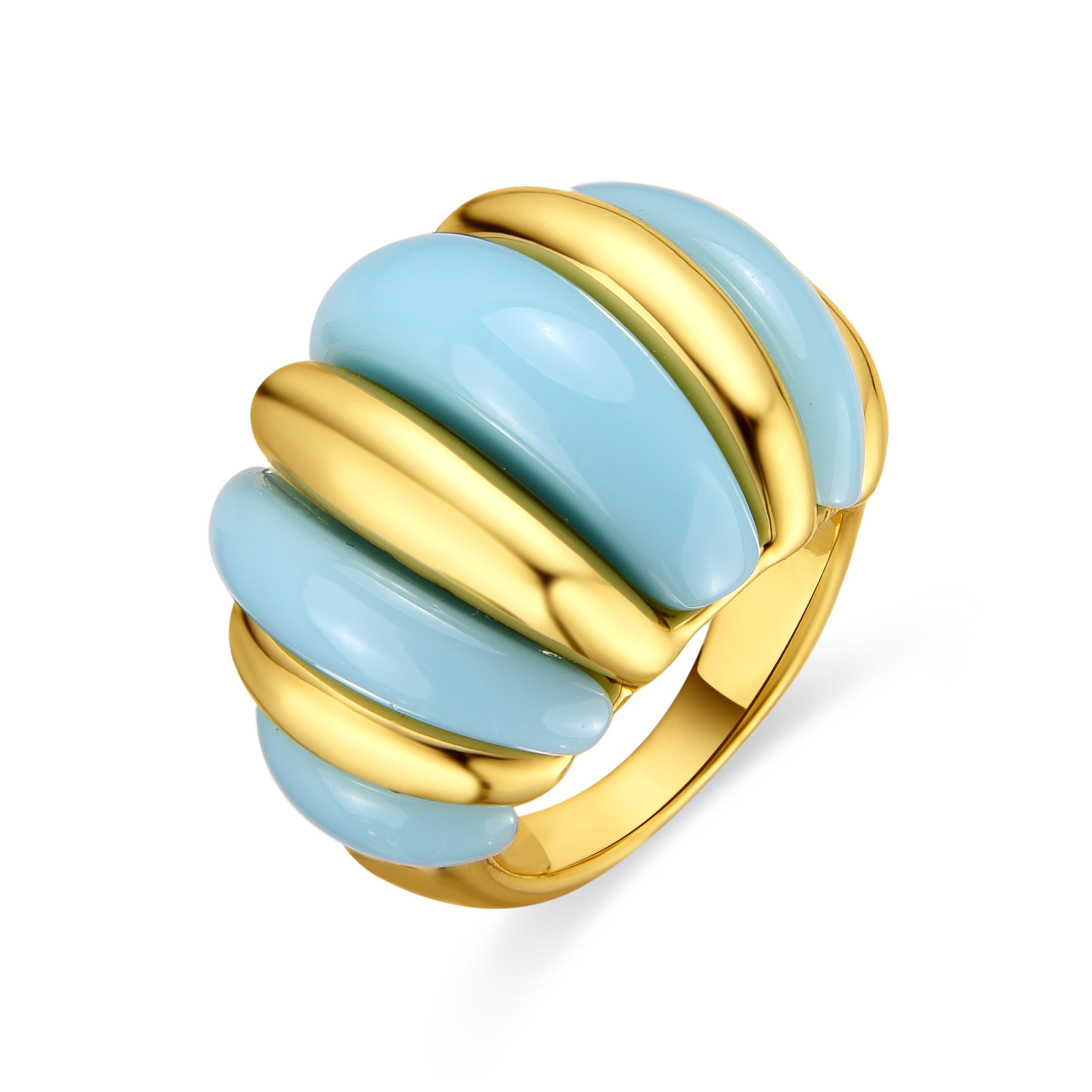 Ring aus 18k Gelbgold und blauer Harz - Rawil