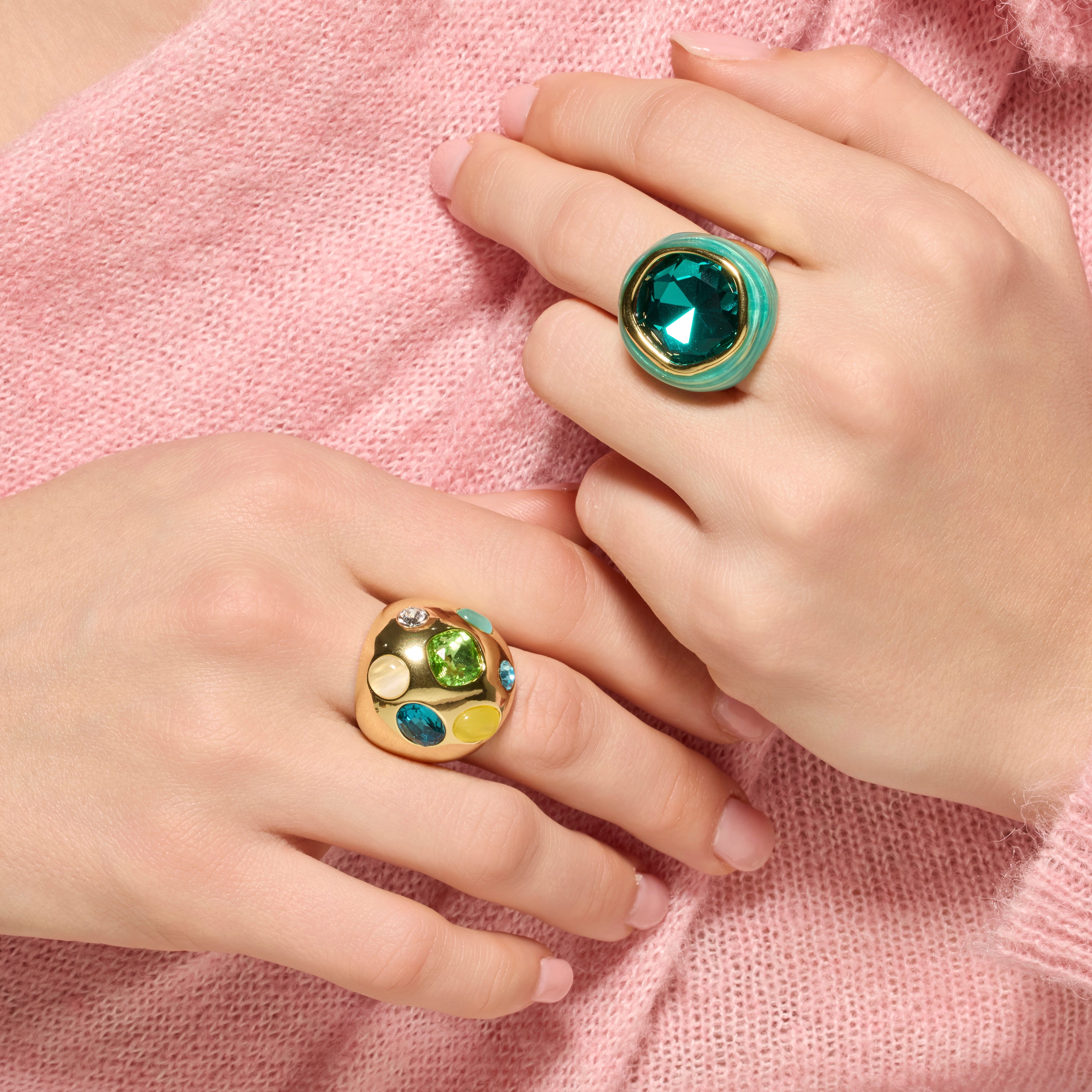 Ring aus 18k Gelbgold und mehrfarbigem Kristall - Alik