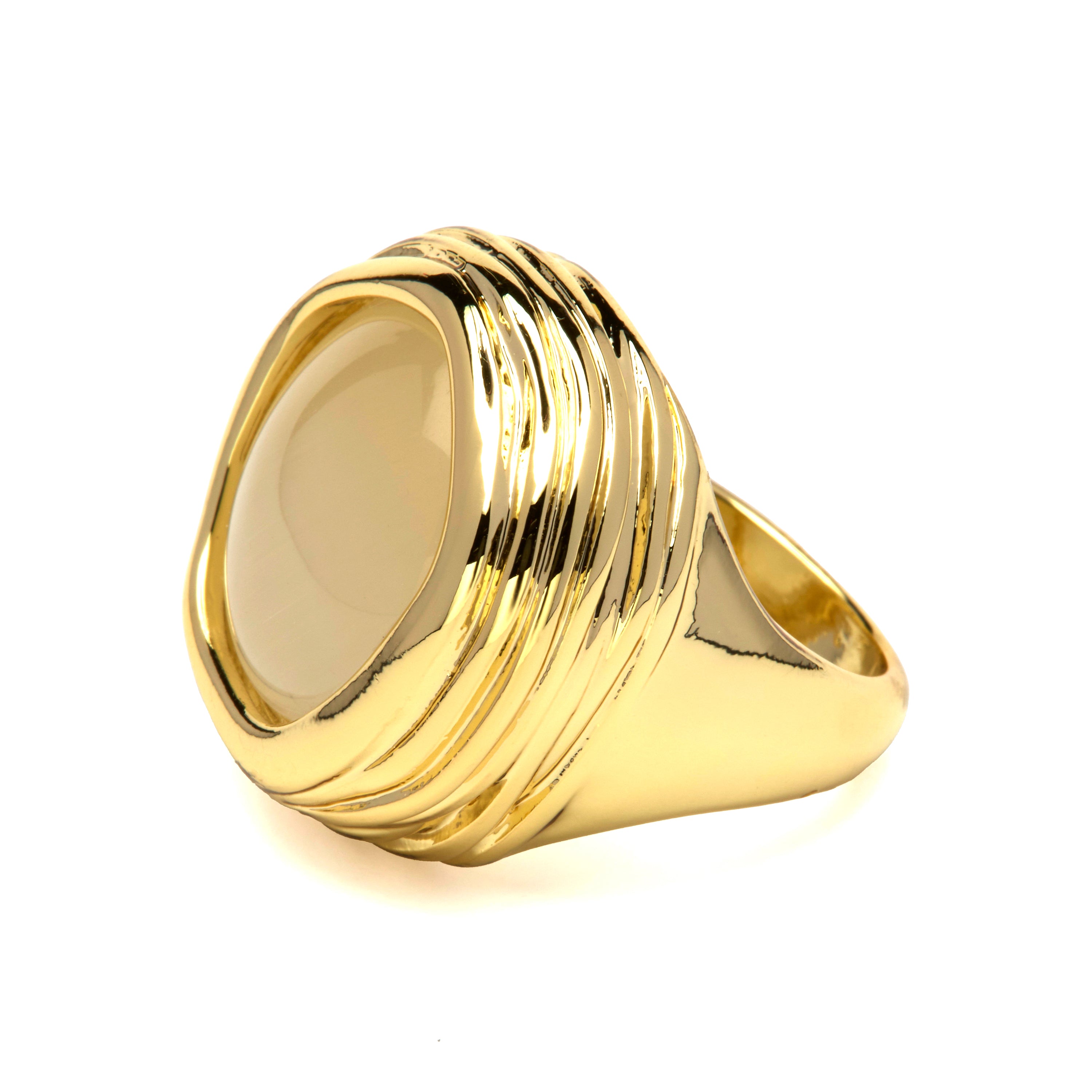 Anillo de Ojo de Gato acabado en oro amarillo de 18k - Kiqau