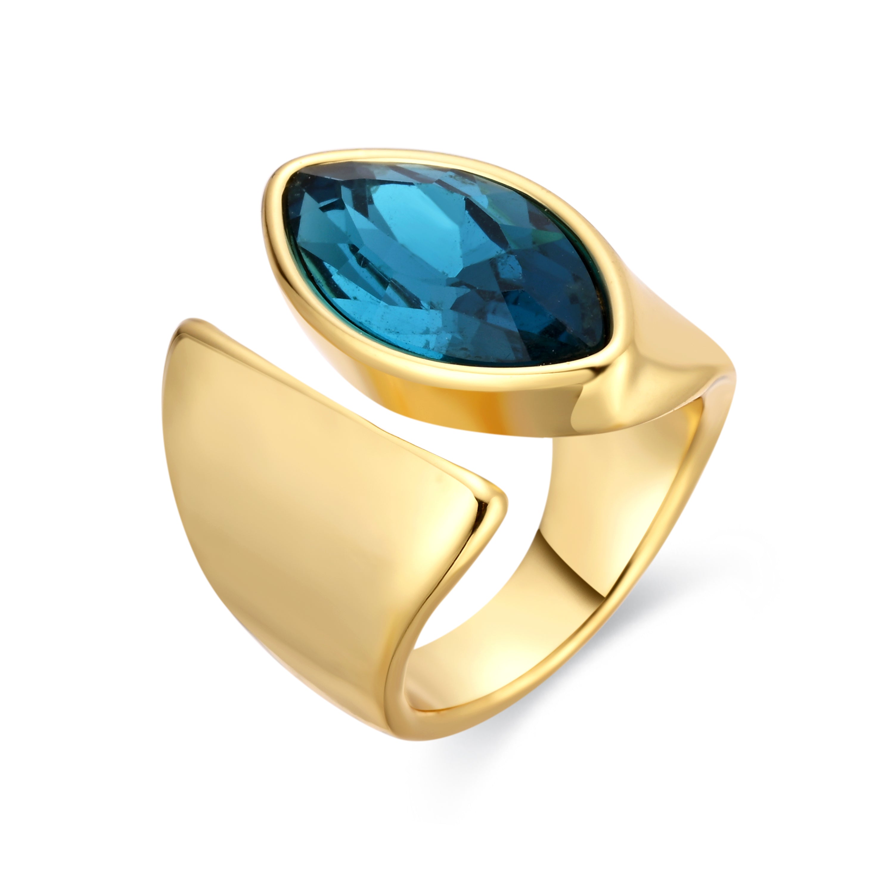 Anillo de Cuarzo Hidrotermal Multicolor acabado en oro amarillo 18k - Seflor