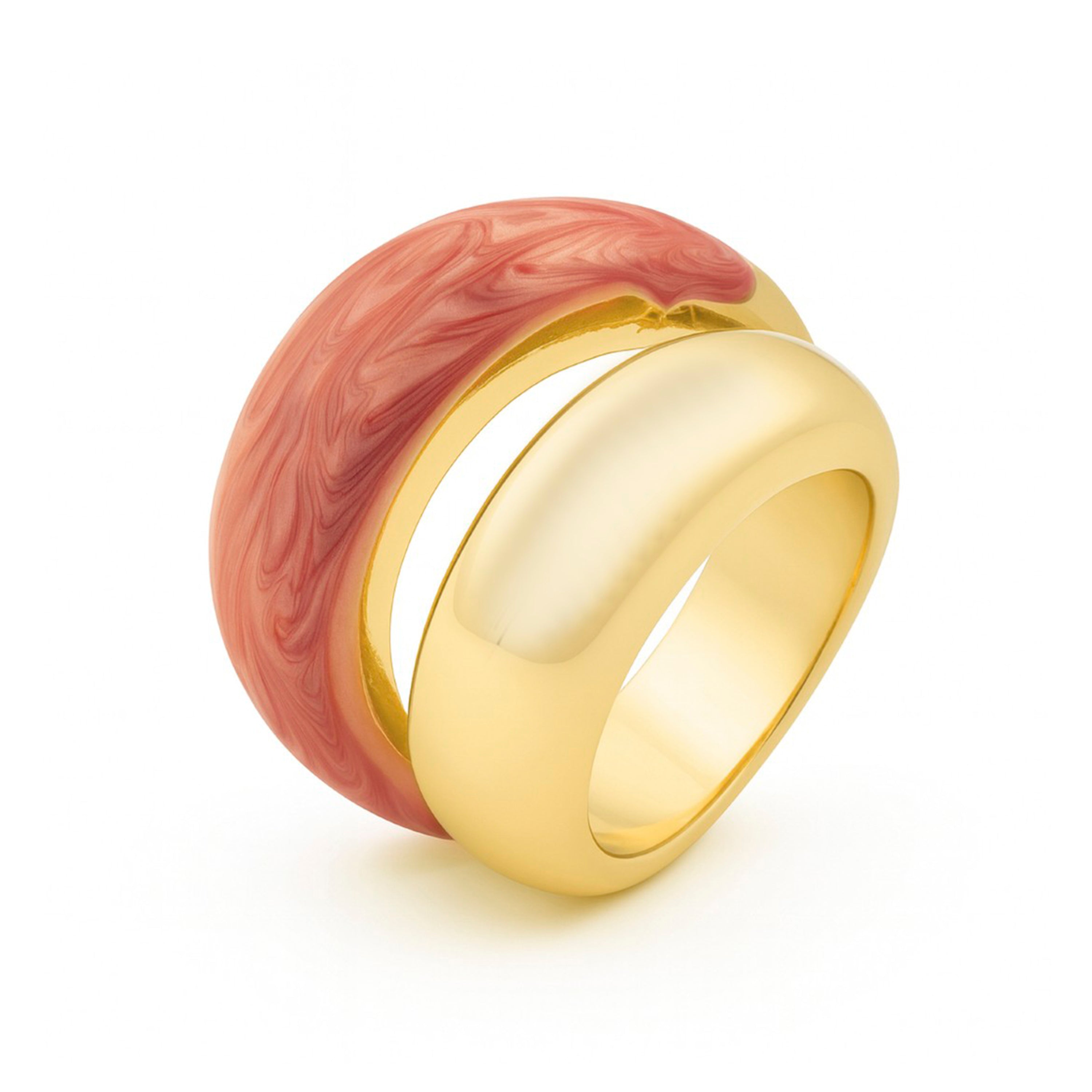Anillo de Lacado Naranja acabado en oro amarillo 18k - Tikdro