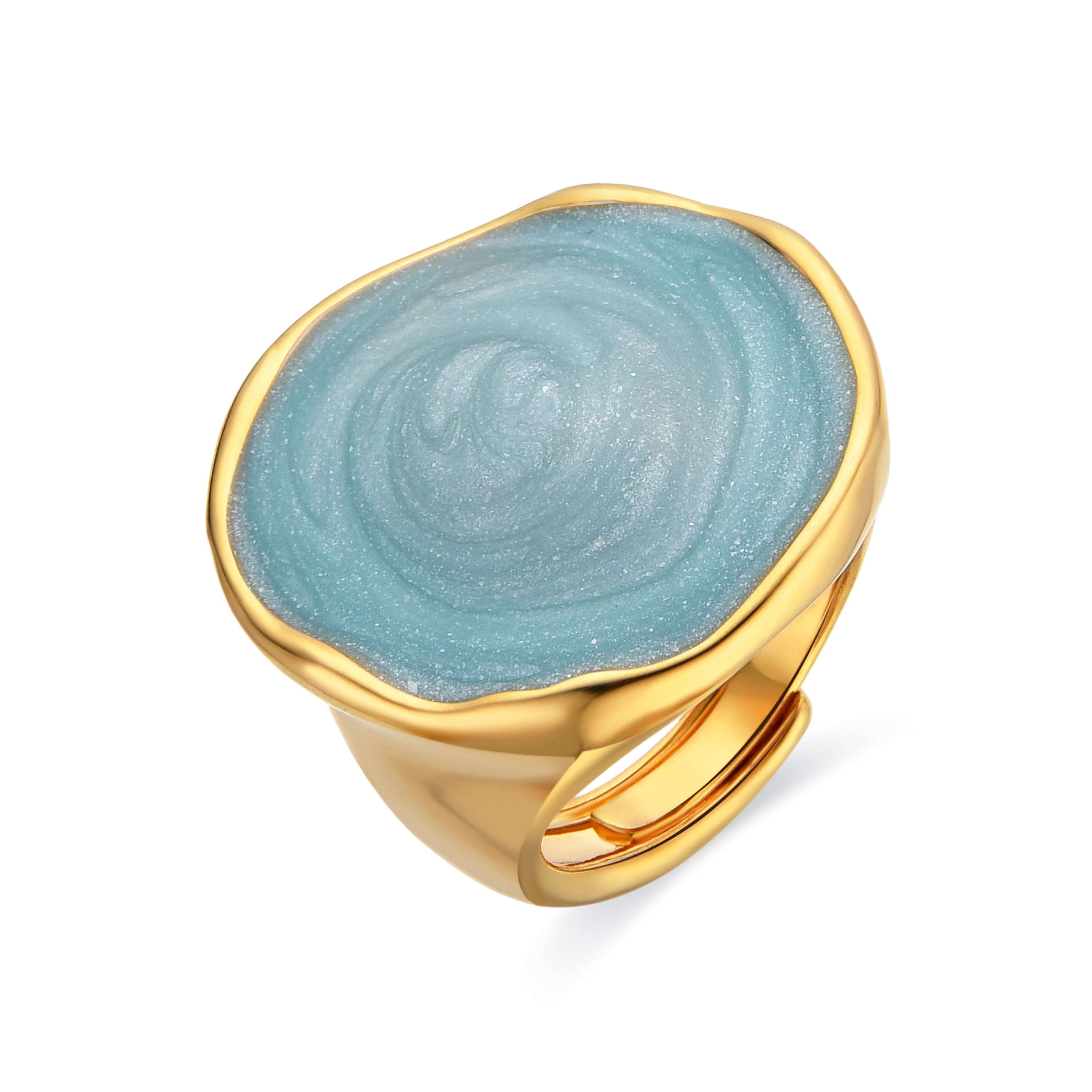 Anillo acabado oro amarillo de 18k y Lacado Azul - Huldio