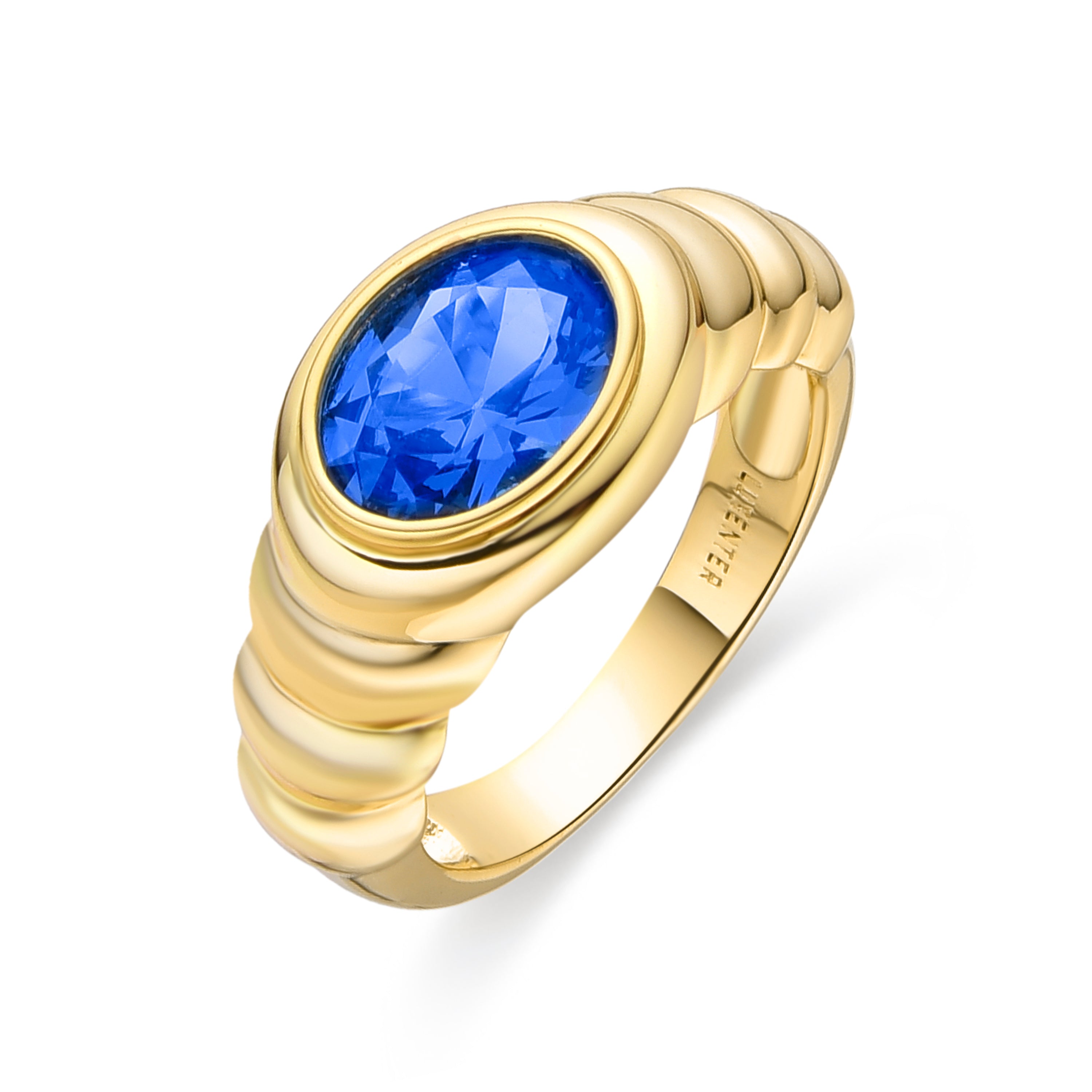 Anillo de Cuarzo Hidrotermal Verde Claro acabado en oro amarillo de 18K - Krull