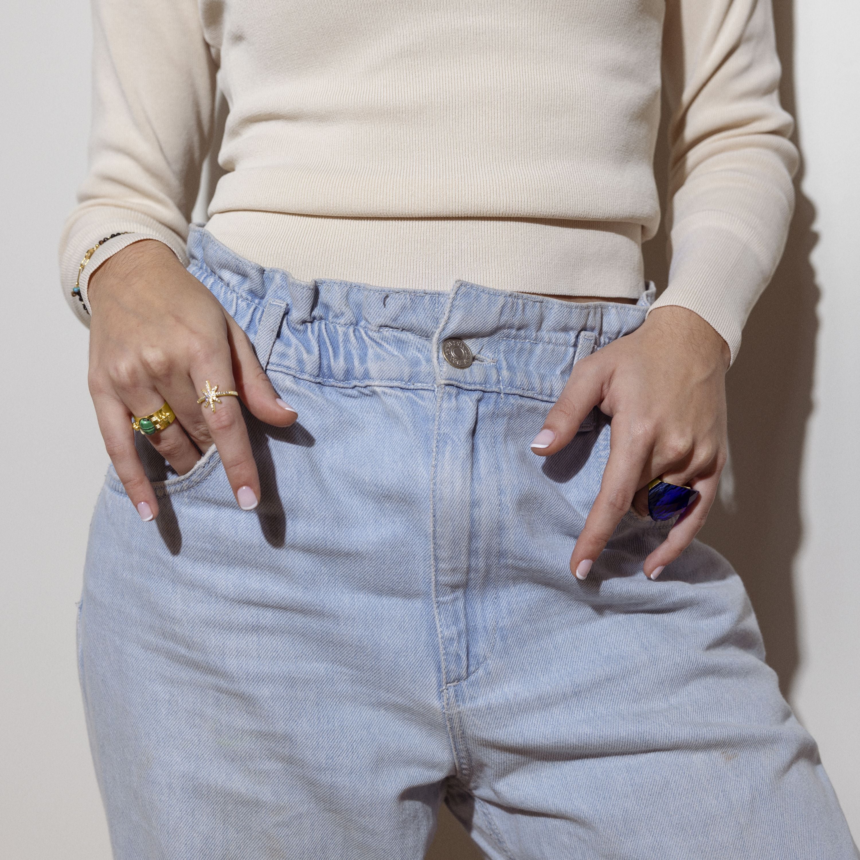 Hydrothermale Kwarts Ring Lapislazuli afgewerkt in 18K geelgoud - Konsil