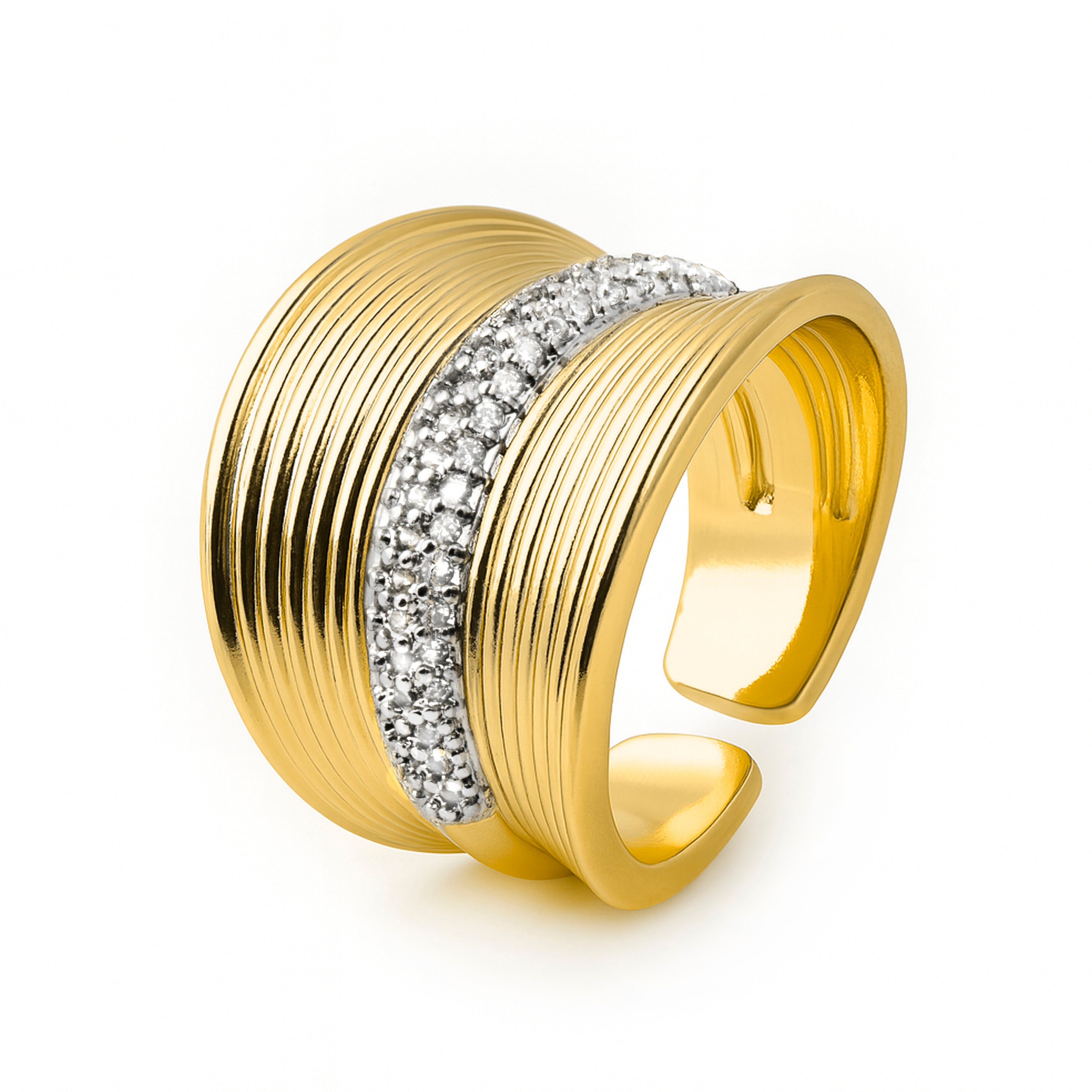 Anillo de Circonita Brillante acabado en oro amarillo de 18k - Hareski