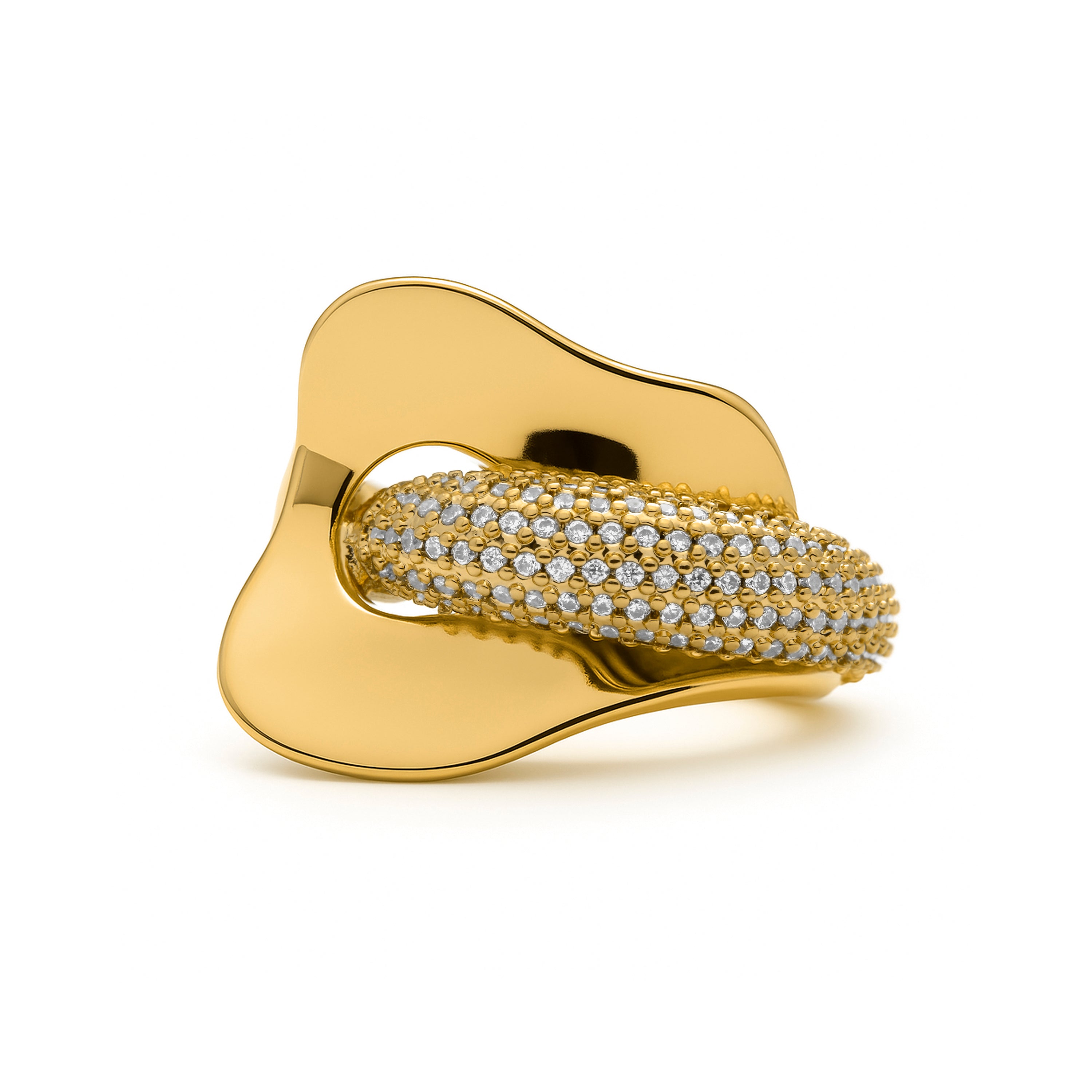 Anillo de Circonita Brillante acabado en oro amarillo de 18k - Lefri