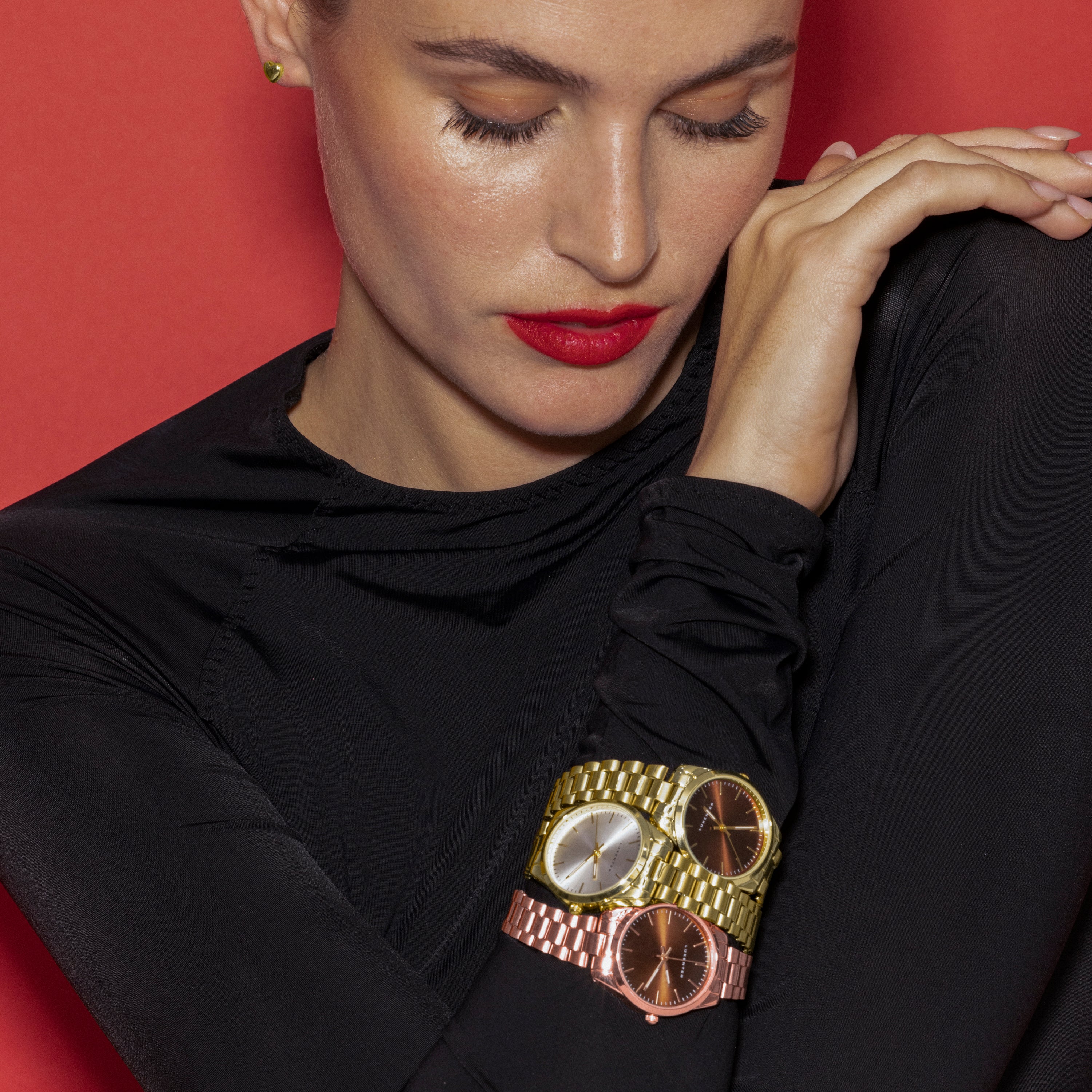 Reloj con Metalizado Marron acabado oro Rosa 18K - Verni