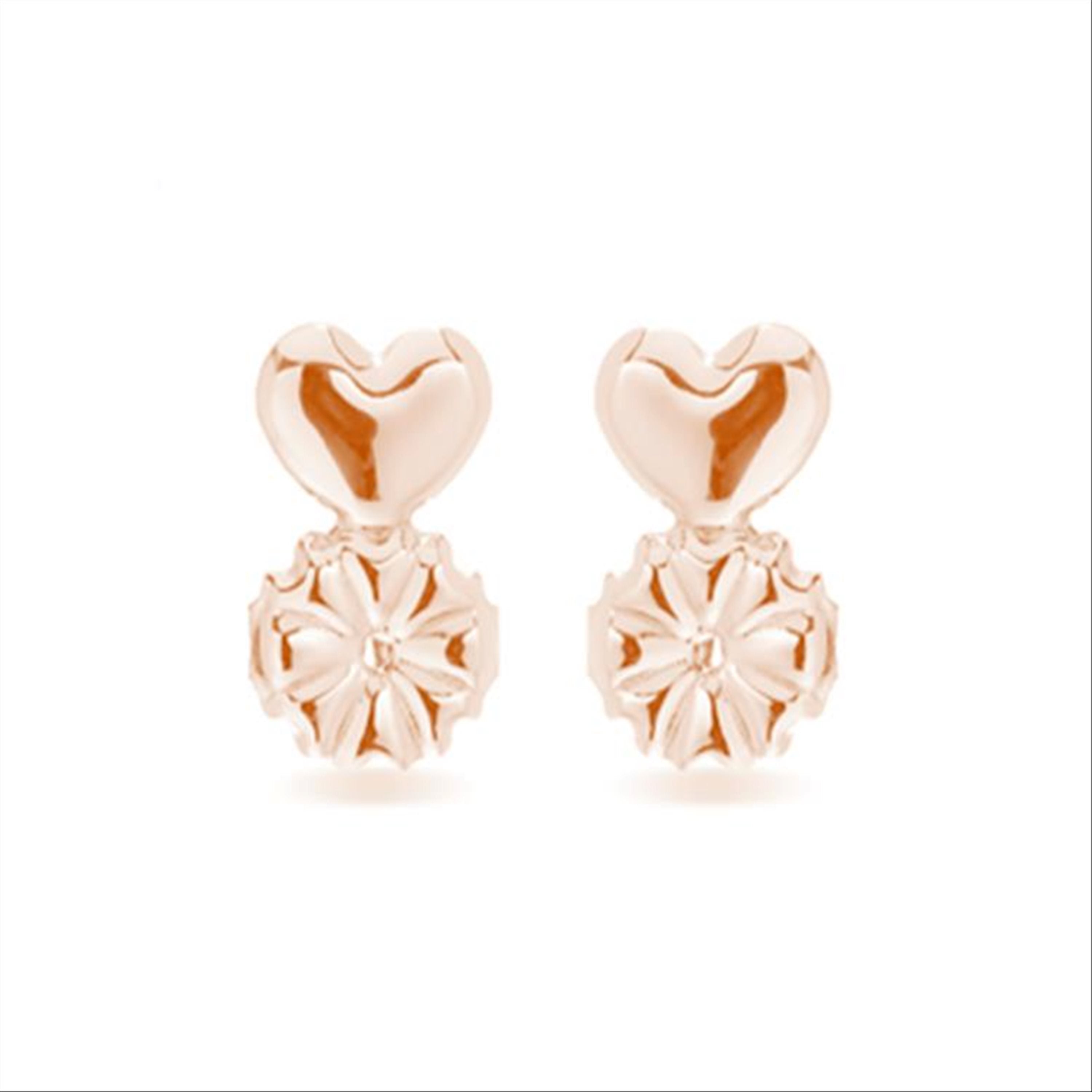 Presiones acabado en oro rosa de 18k - Corazón